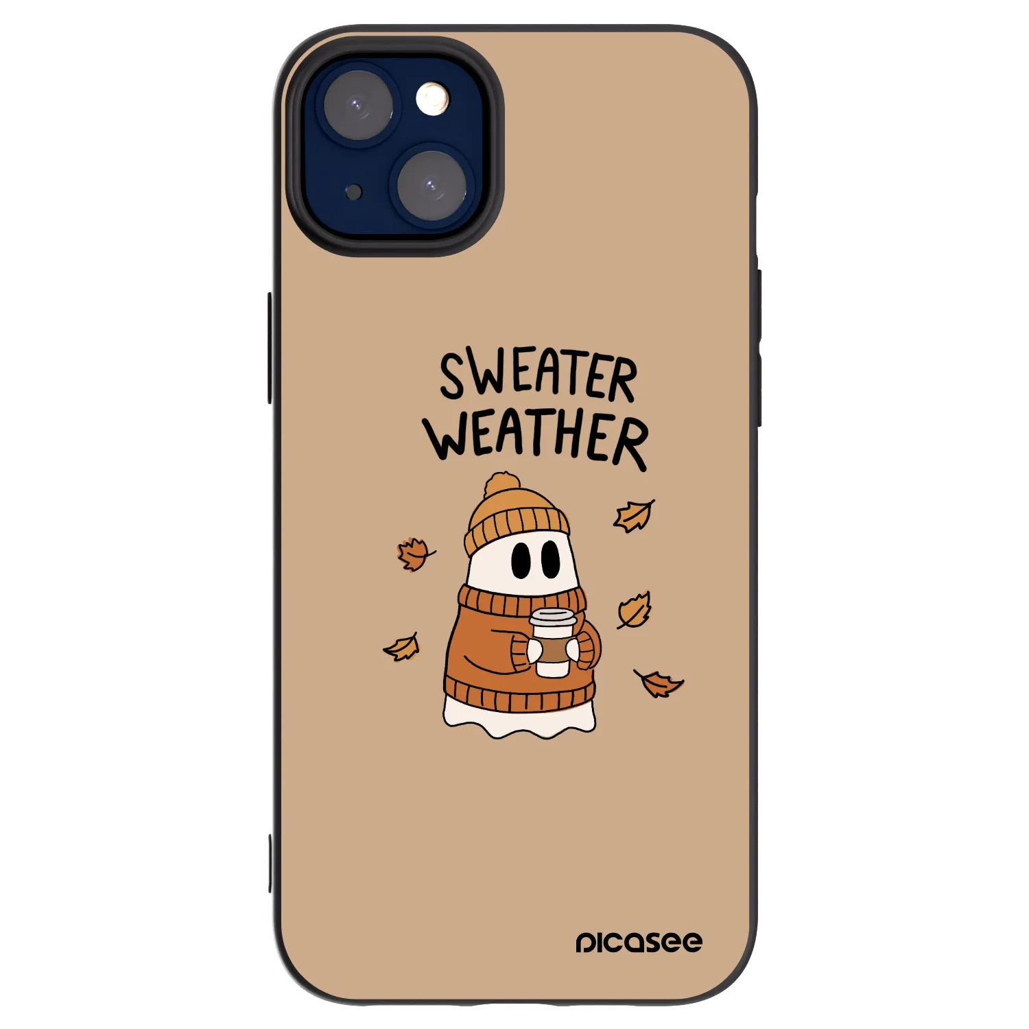 Picasee crna silikonska maskica za Apple iPhone 14 Plus - Sweater ghost