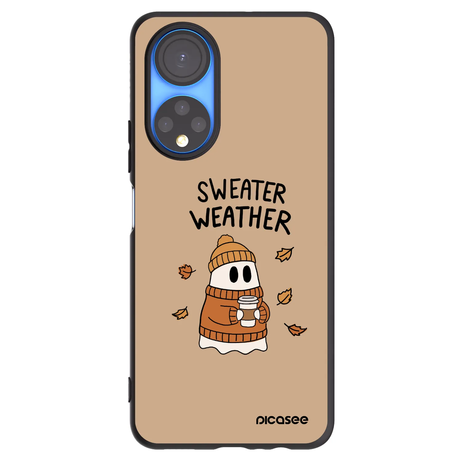 Picasee crna silikonska maskica za Honor X7 - Sweater ghost