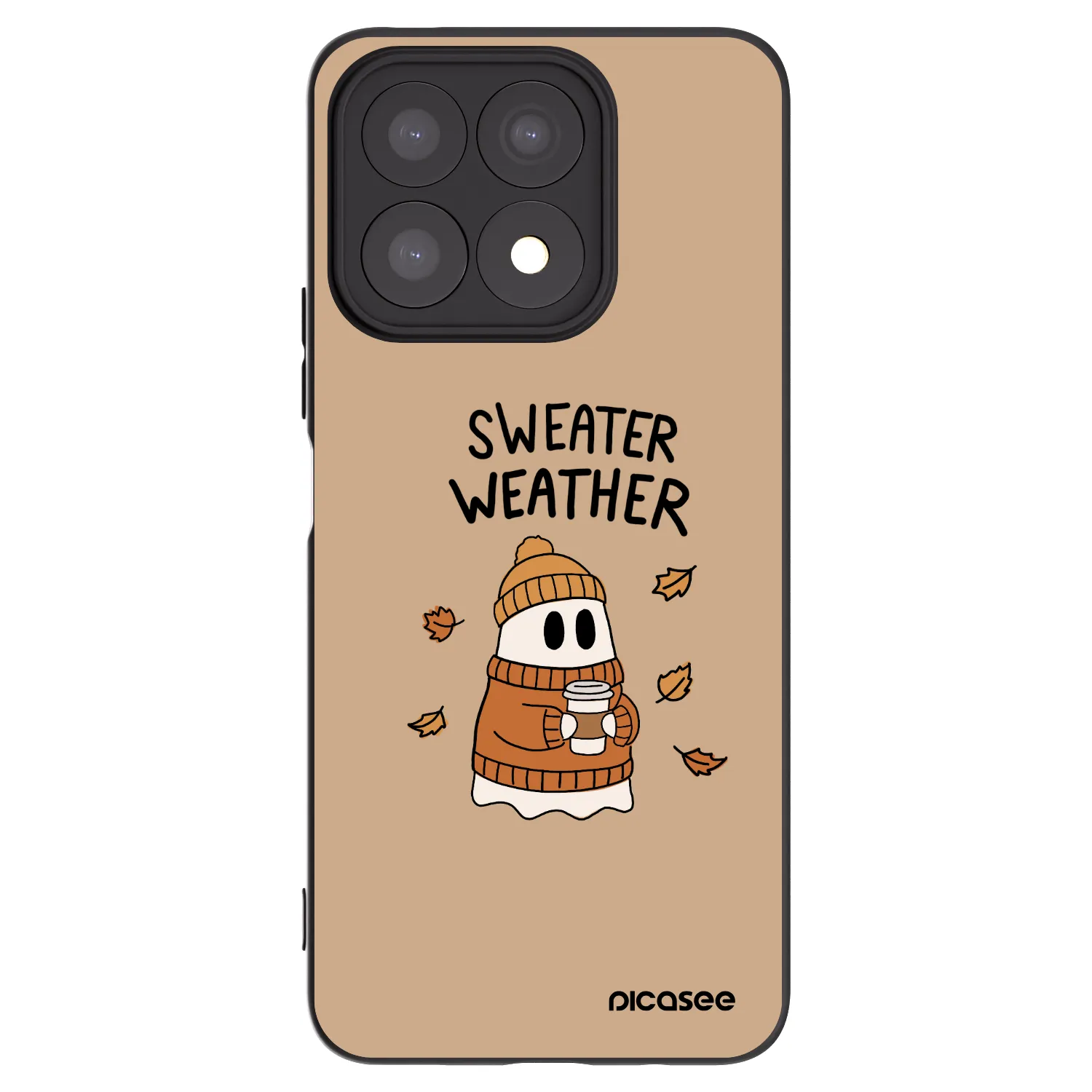 Picasee crna silikonska maskica za Honor X8a - Sweater ghost