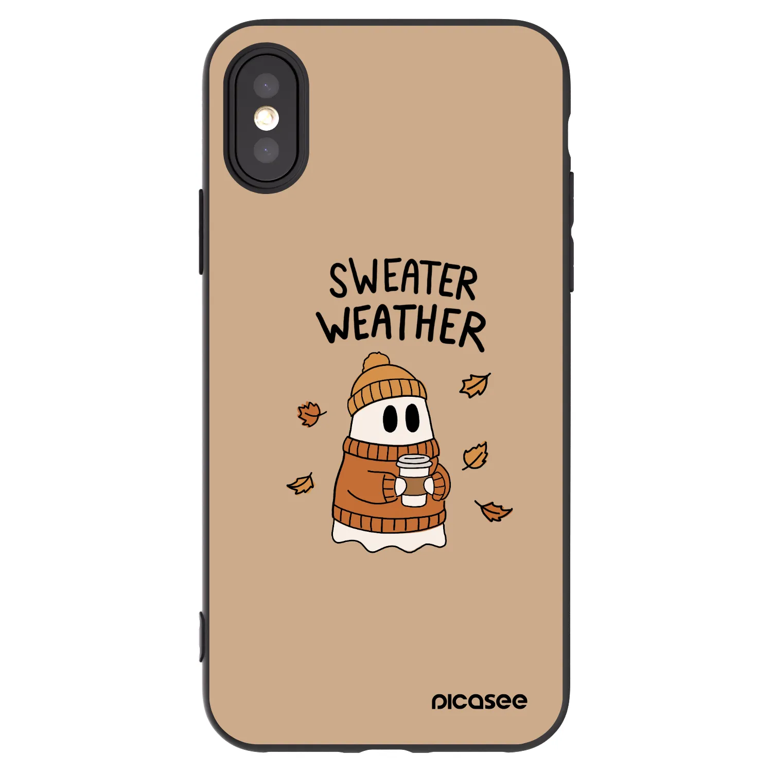Picasee crna silikonska maskica za Apple iPhone X/XS - Sweater ghost