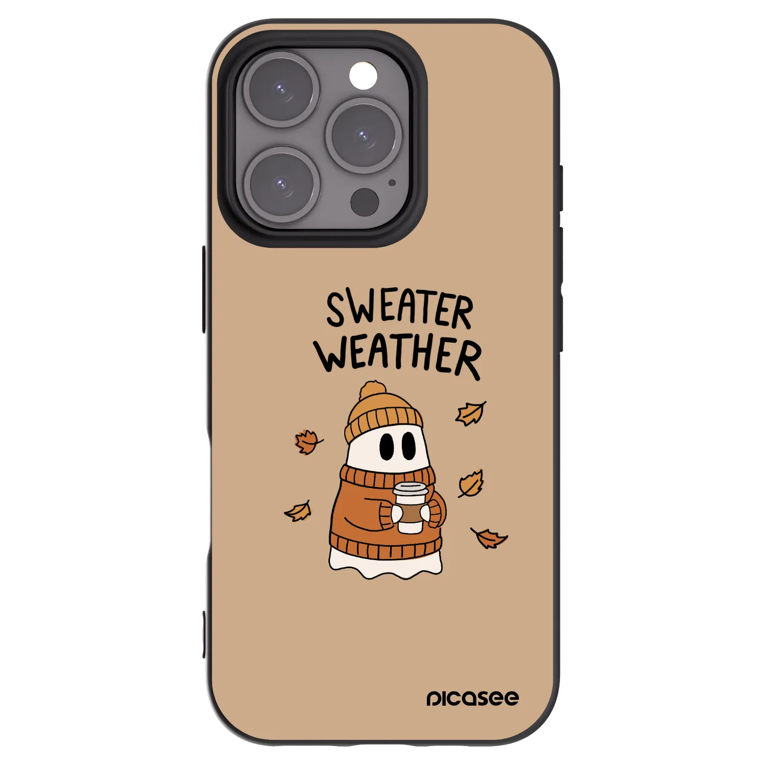 Picasee crna silikonska maskica za Apple iPhone 16 Pro - Sweater ghost