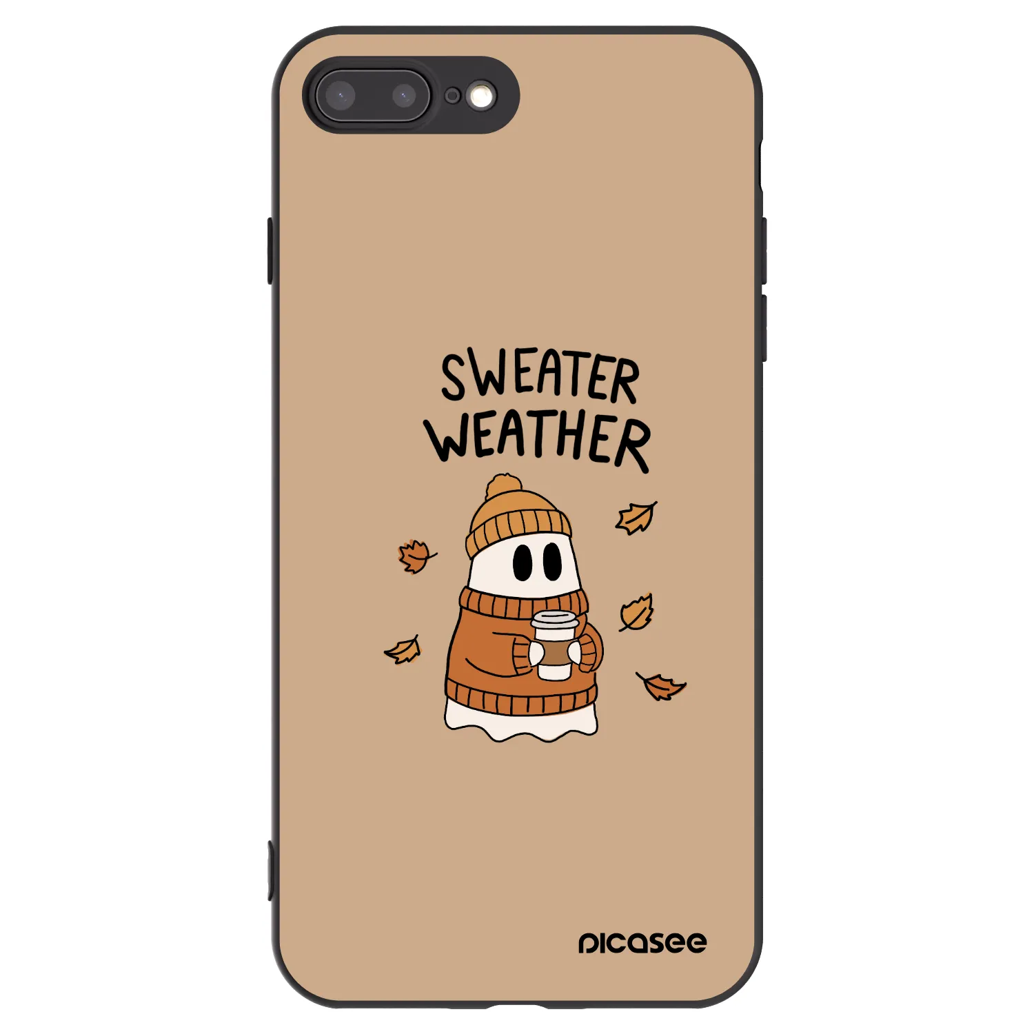 Picasee crna silikonska maskica za Apple iPhone 8 Plus - Sweater ghost