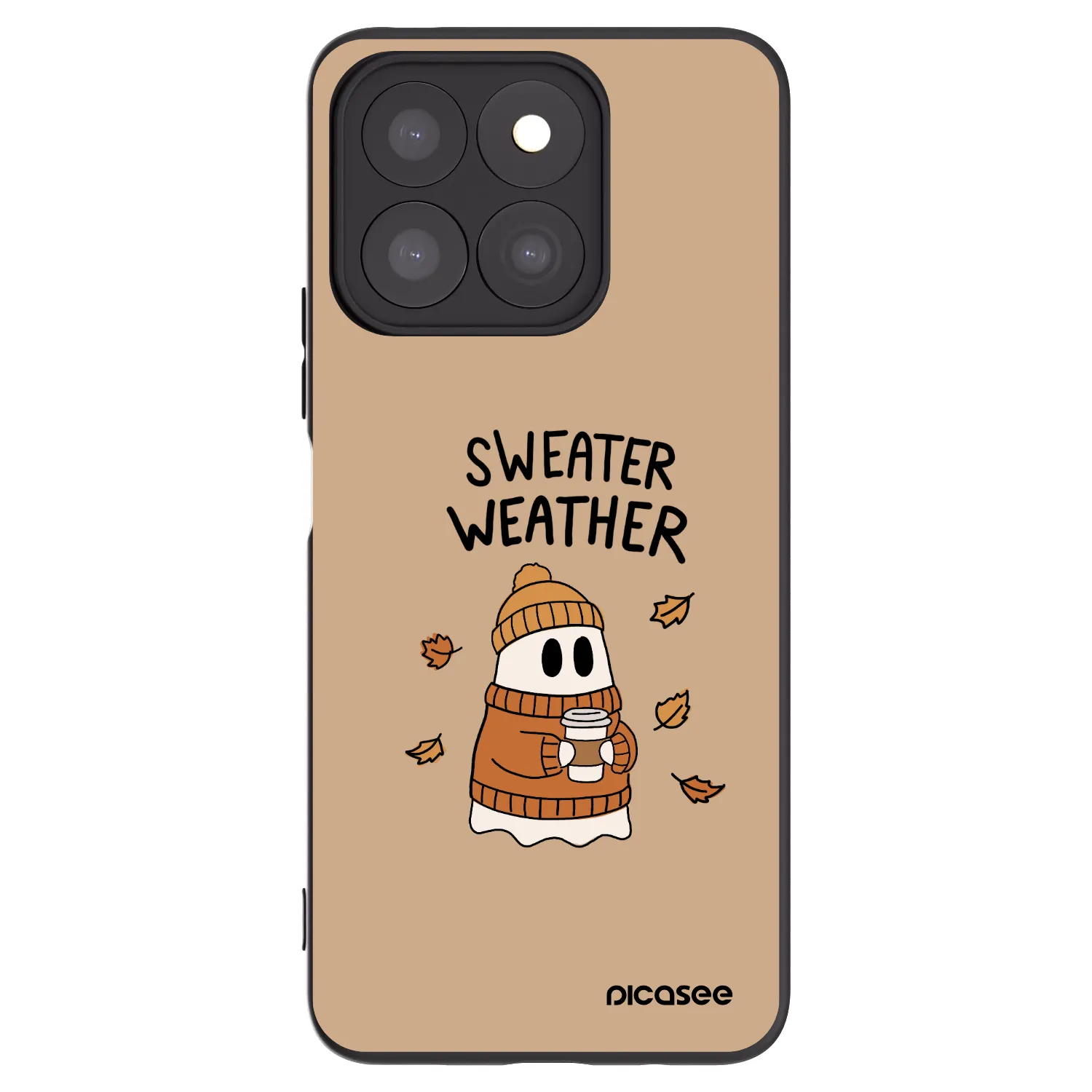 Picasee crna silikonska maskica za Honor X8c - Sweater ghost