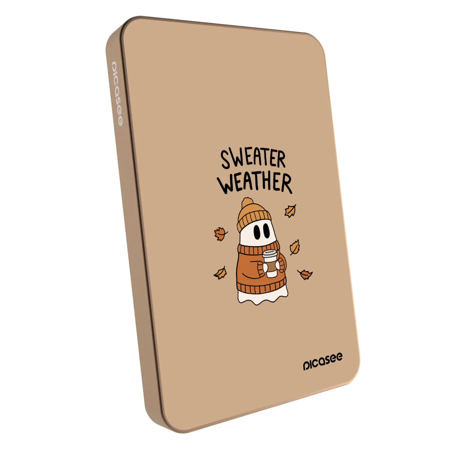 Picasee Prijenosni punjač s MagSafe 5 000 mAh Zlatni - Sweater ghost
