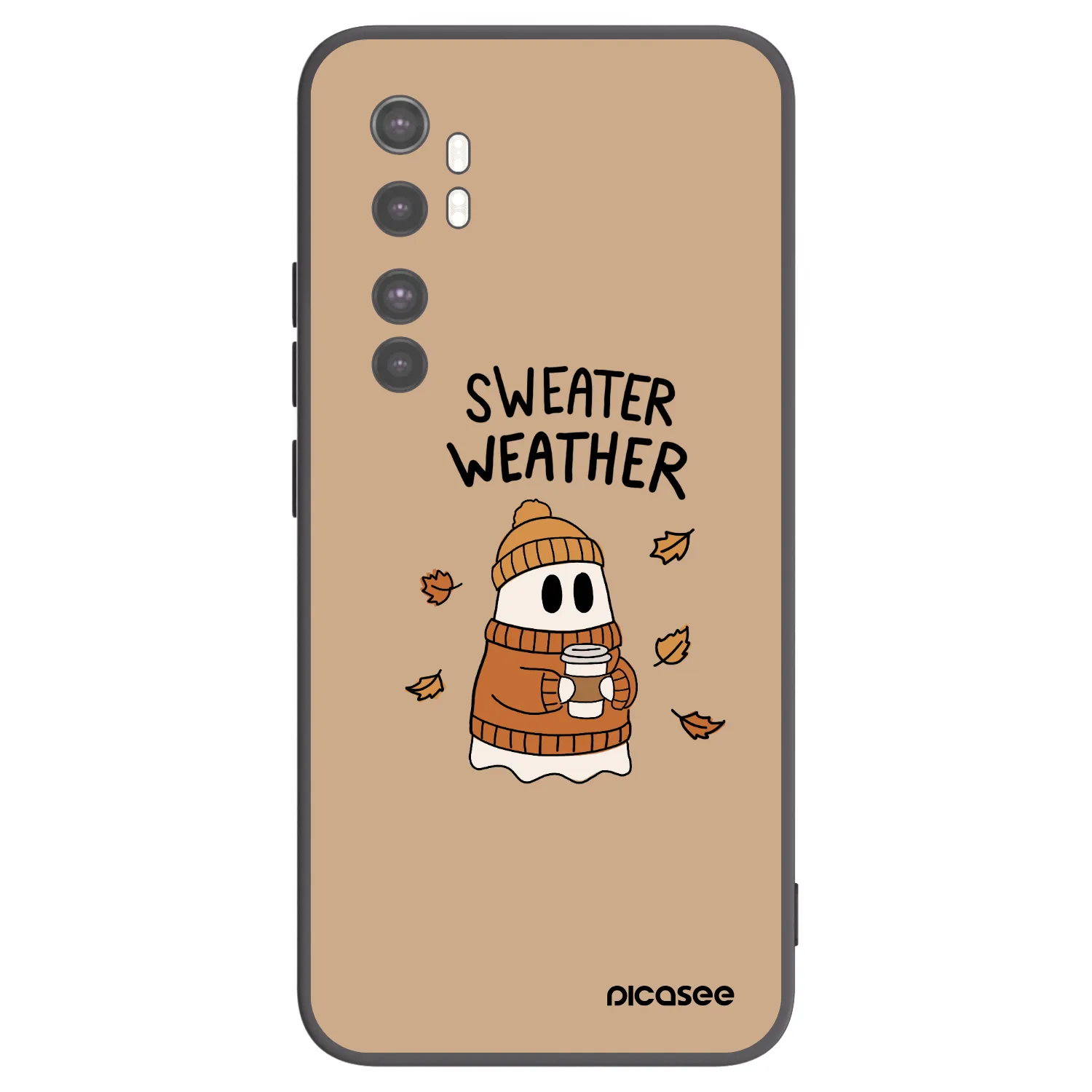 Picasee crna silikonska maskica za Xiaomi Mi Note 10 Lite - Sweater ghost