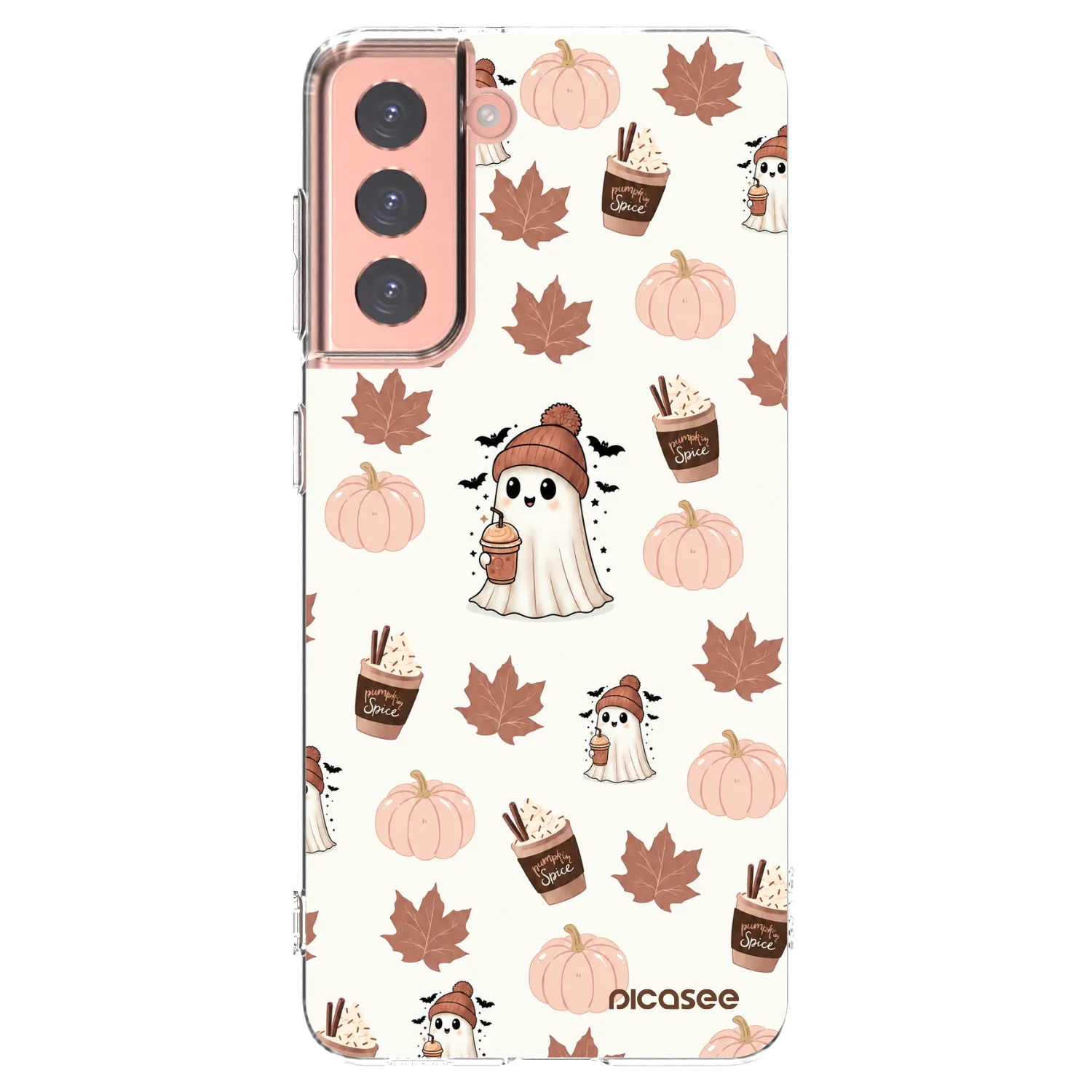 Picasee silikonska prozirna maskica za Samsung Galaxy S21 5G G991B - Pumpkin spice