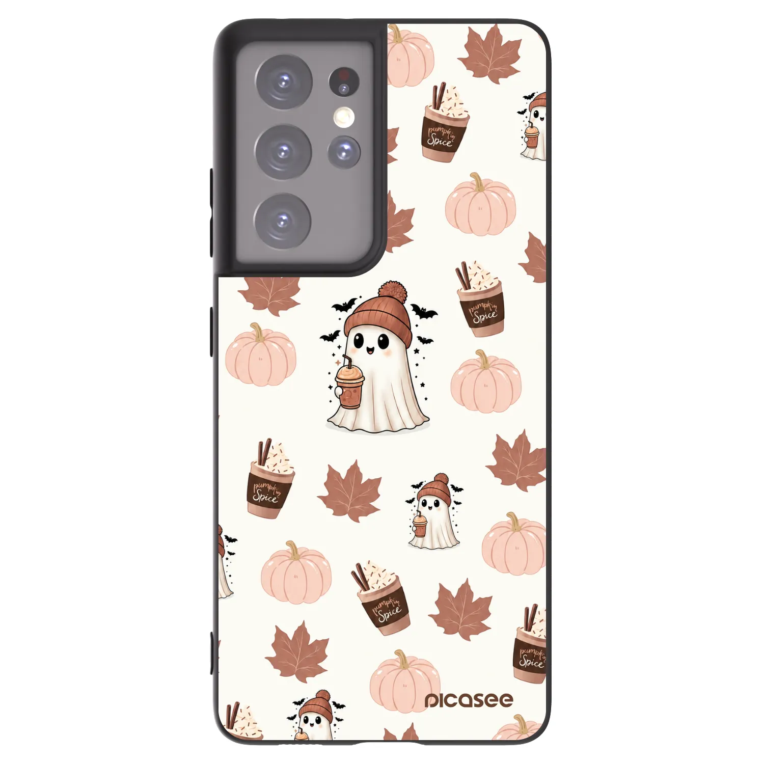 Picasee crna silikonska maskica za Samsung Galaxy S21 Ultra 5G G998B - Pumpkin spice
