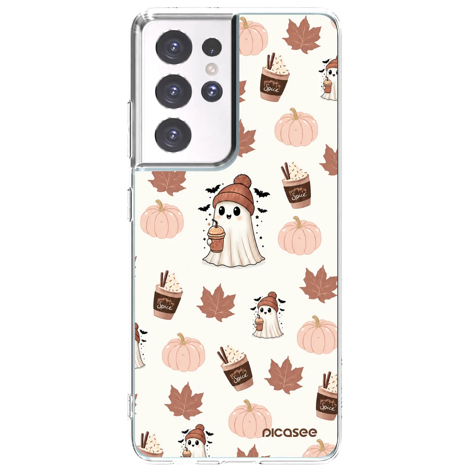 Picasee silikonska prozirna maskica za Samsung Galaxy S21 Ultra 5G G998B - Pumpkin spice