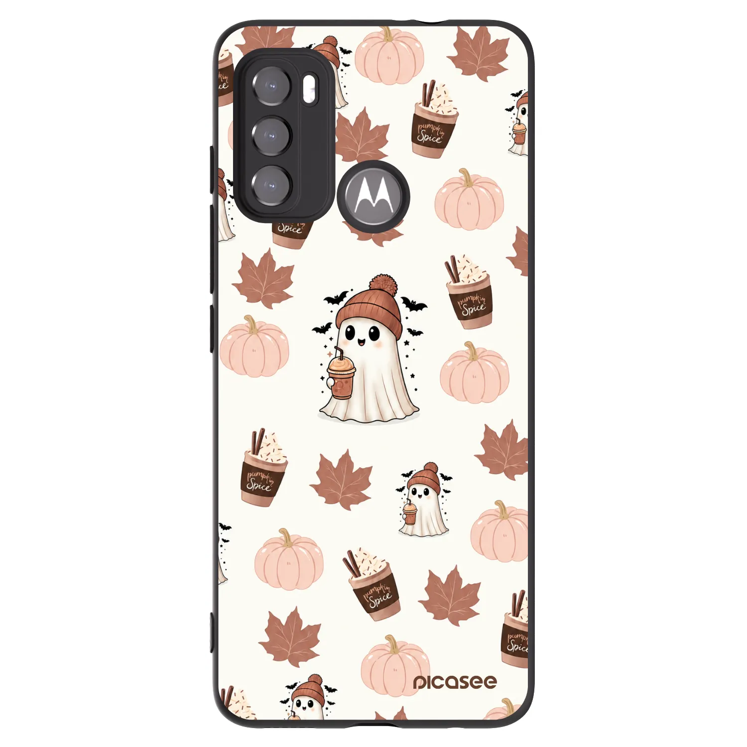 Picasee crna silikonska maskica za Motorola Moto G60 - Pumpkin spice