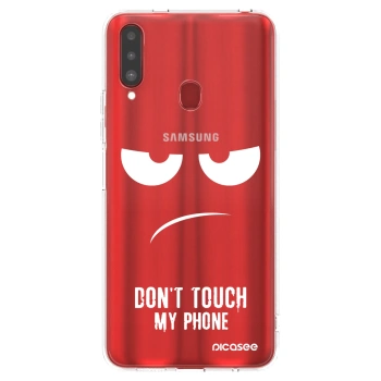 Picasee silikonska prozirna maskica za Samsung Galaxy A20s - Don't Touch My Phone