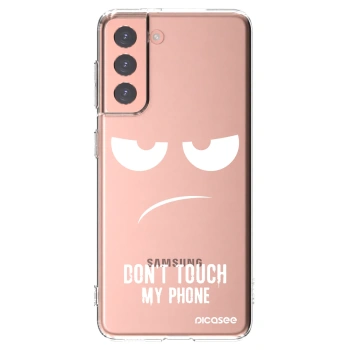 Picasee silikonska prozirna maskica za Samsung Galaxy S21 5G G991B - Don't Touch My Phone