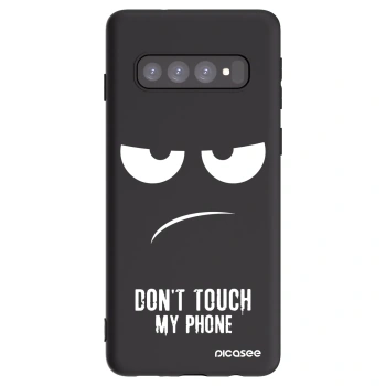 Picasee crna silikonska maskica za Samsung Galaxy S10 G973 - Don't Touch My Phone