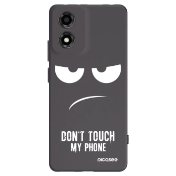 Picasee crna silikonska maskica za Motorola Moto E14 - Don't Touch My Phone