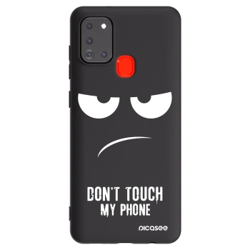 Picasee crna silikonska maskica za Samsung Galaxy A21s - Don't Touch My Phone