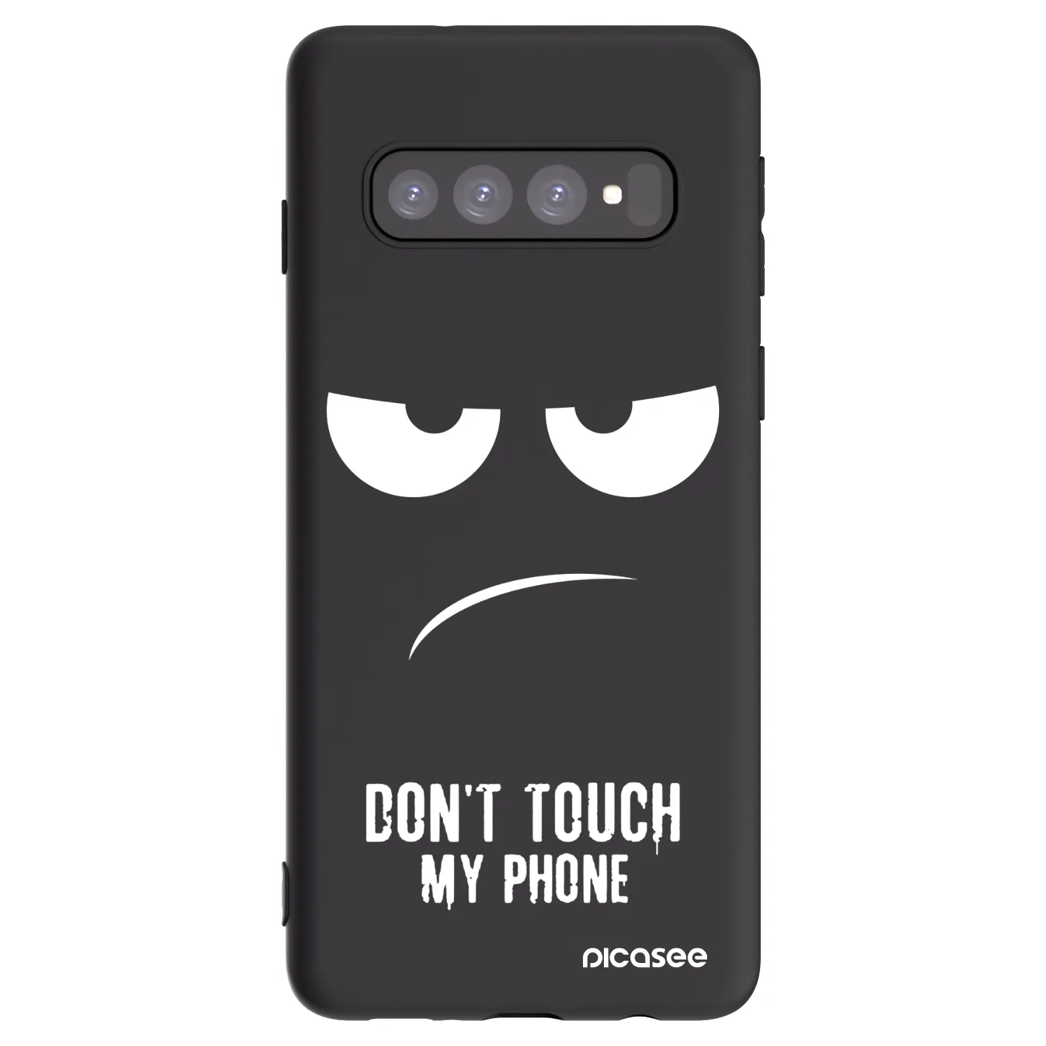Picasee crna silikonska maskica za Samsung Galaxy S10 G973 - Don't Touch My Phone