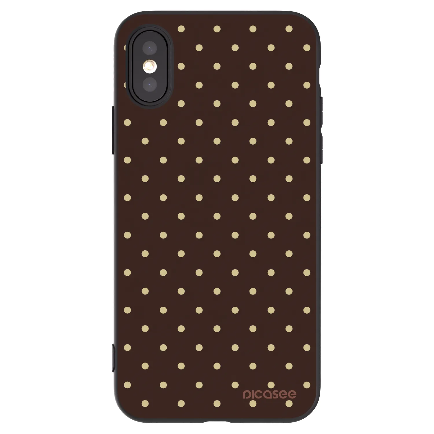 Picasee crna silikonska maskica za Apple iPhone X/XS - Vanilla Dots & Chocolate