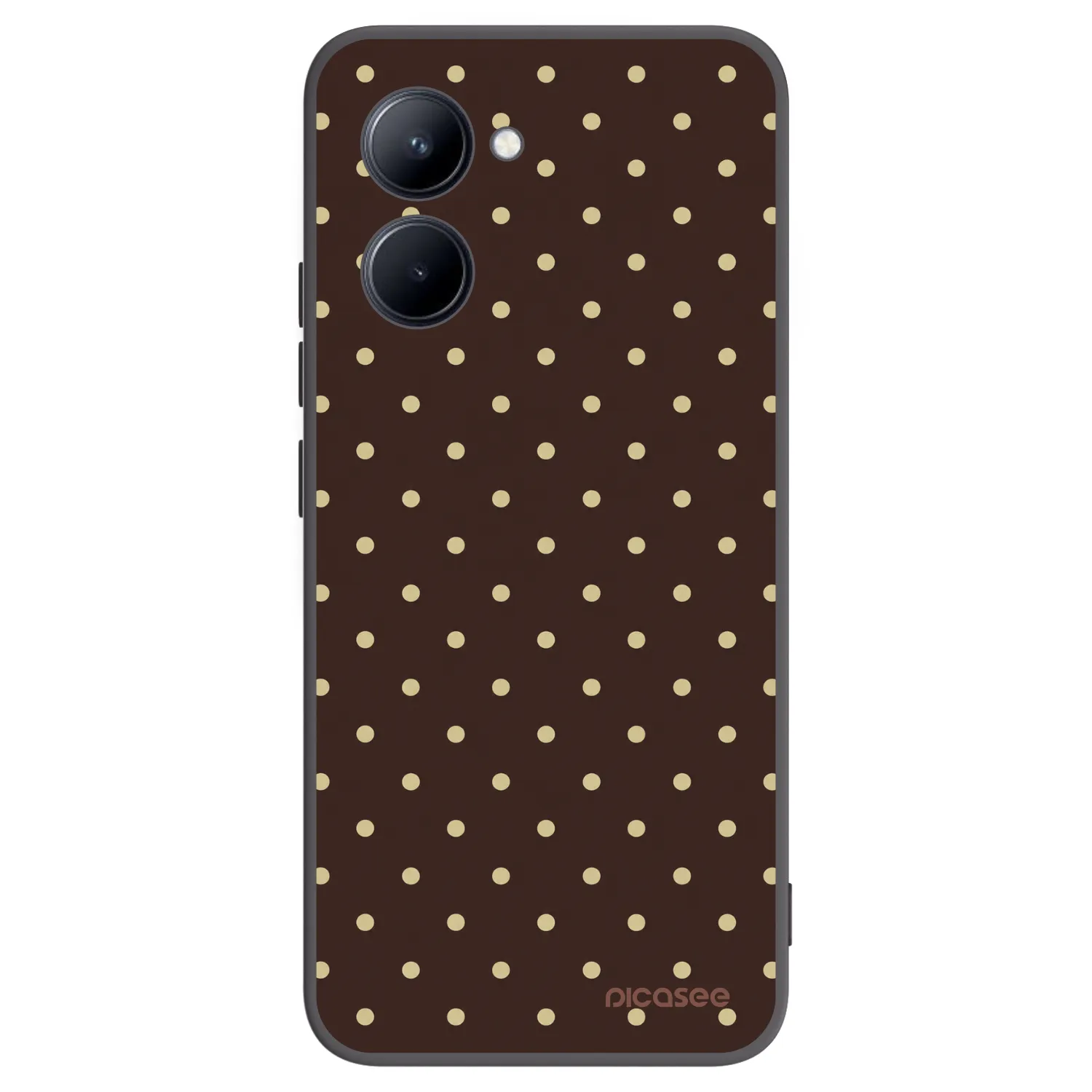Picasee crna silikonska maskica za Realme C33 (2023) - Vanilla Dots & Chocolate