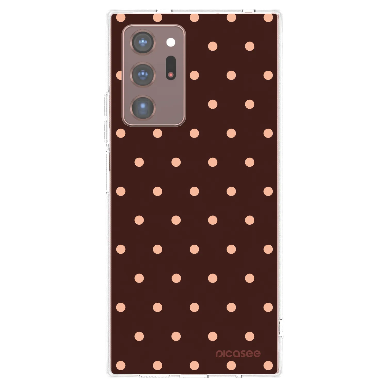 Picasee silikonska prozirna maskica za Samsung Galaxy Note 20 Ultra - Peach Dots & Chocolate