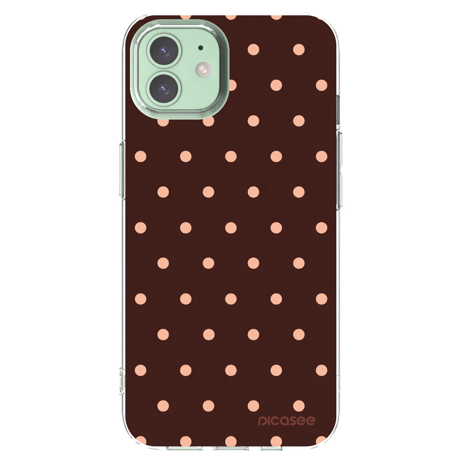 Picasee silikonska prozirna maskica za Apple iPhone 12 - Peach Dots & Chocolate