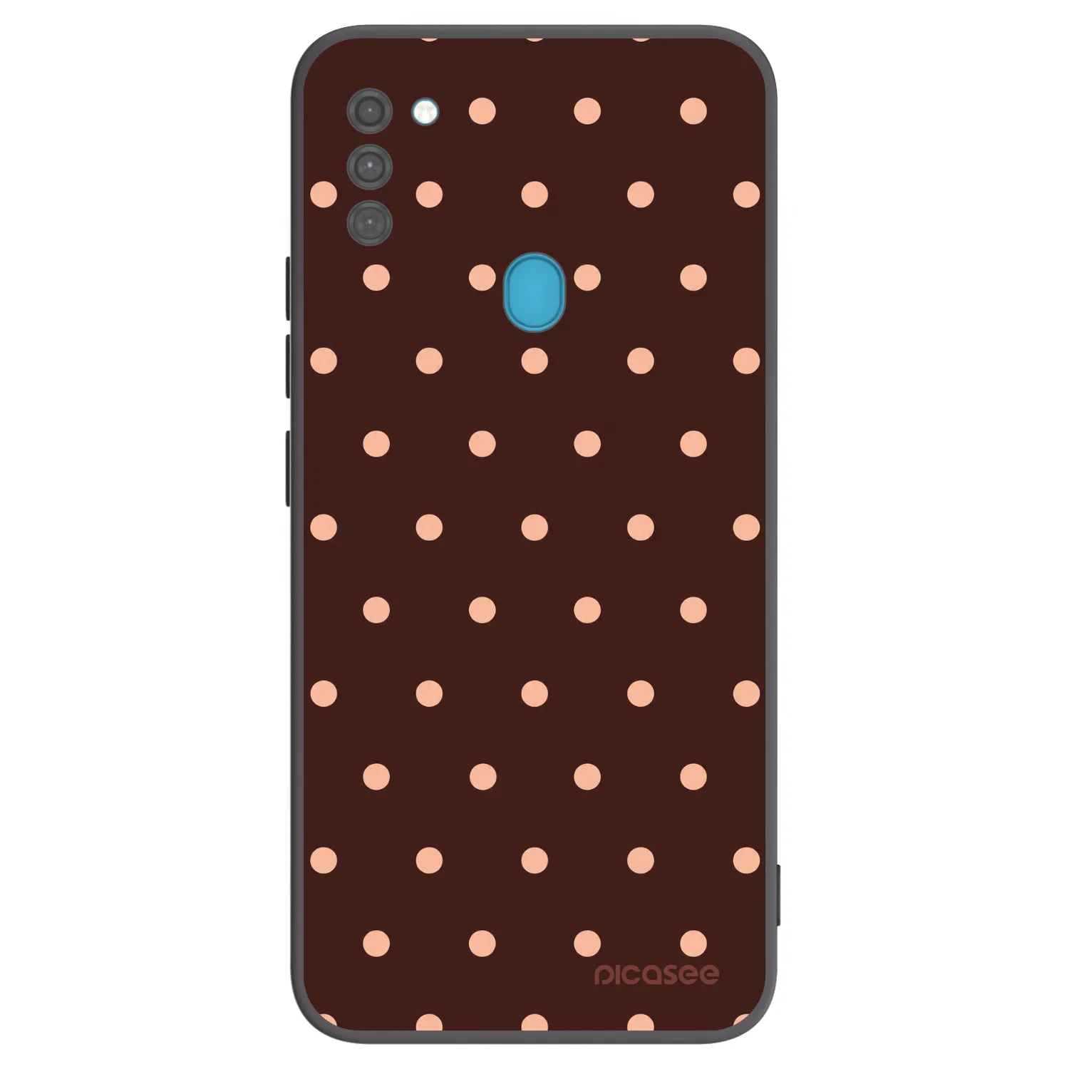Picasee crna silikonska maskica za Samsung Galaxy M11 - Peach Dots & Chocolate