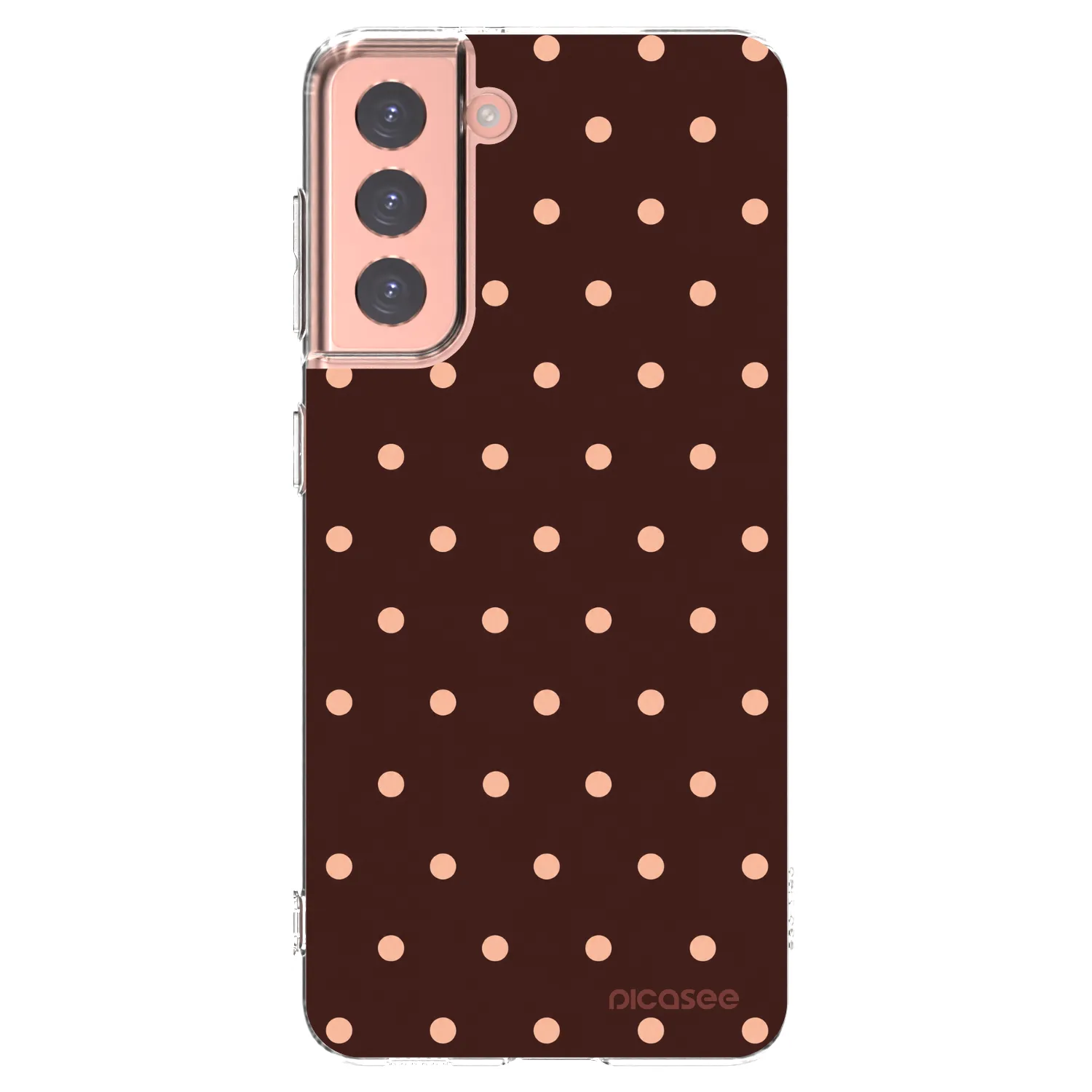 Picasee silikonska prozirna maskica za Samsung Galaxy S21 5G G991B - Peach Dots & Chocolate