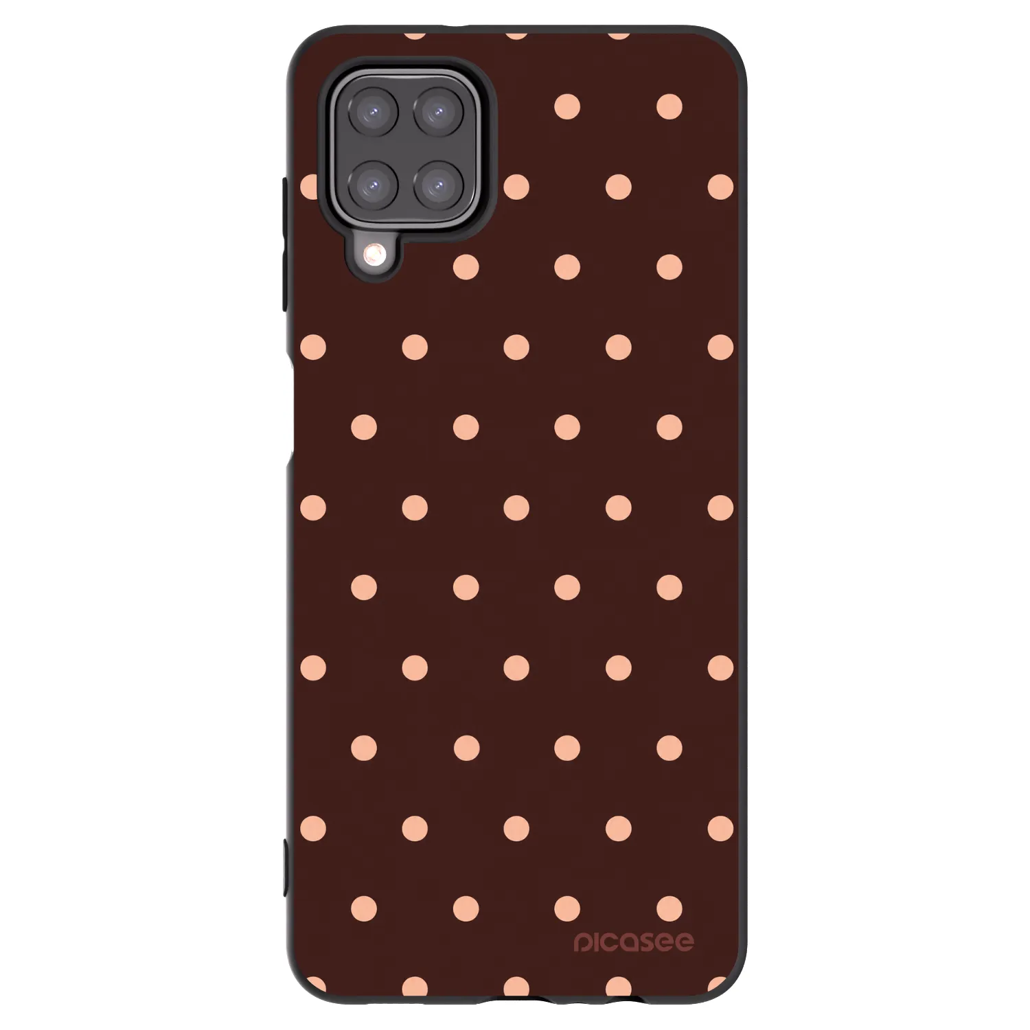 Picasee crna silikonska maskica za Samsung Galaxy A12 A125F - Peach Dots & Chocolate