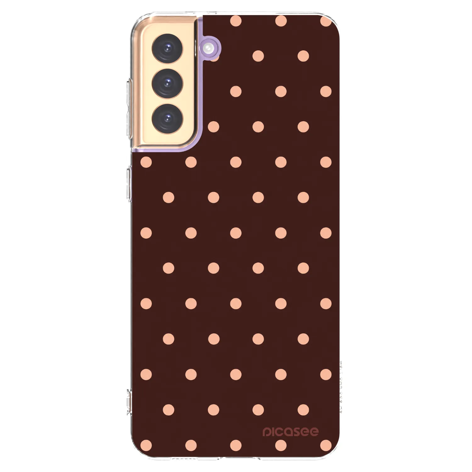Picasee silikonska prozirna maskica za Samsung Galaxy S21+ 5G G996F - Peach Dots & Chocolate