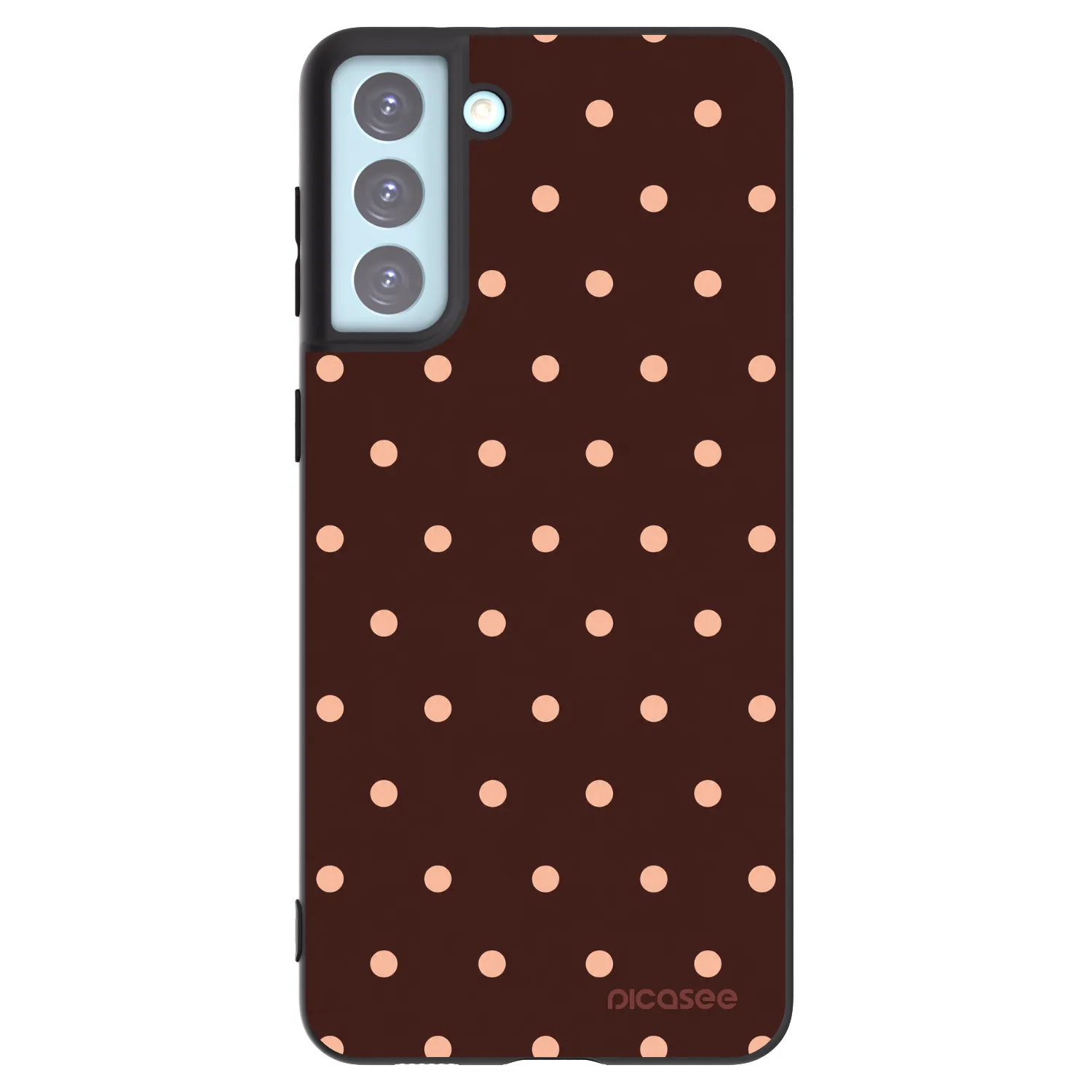 Picasee crna silikonska maskica za Samsung Galaxy S21+ 5G G996F - Peach Dots & Chocolate