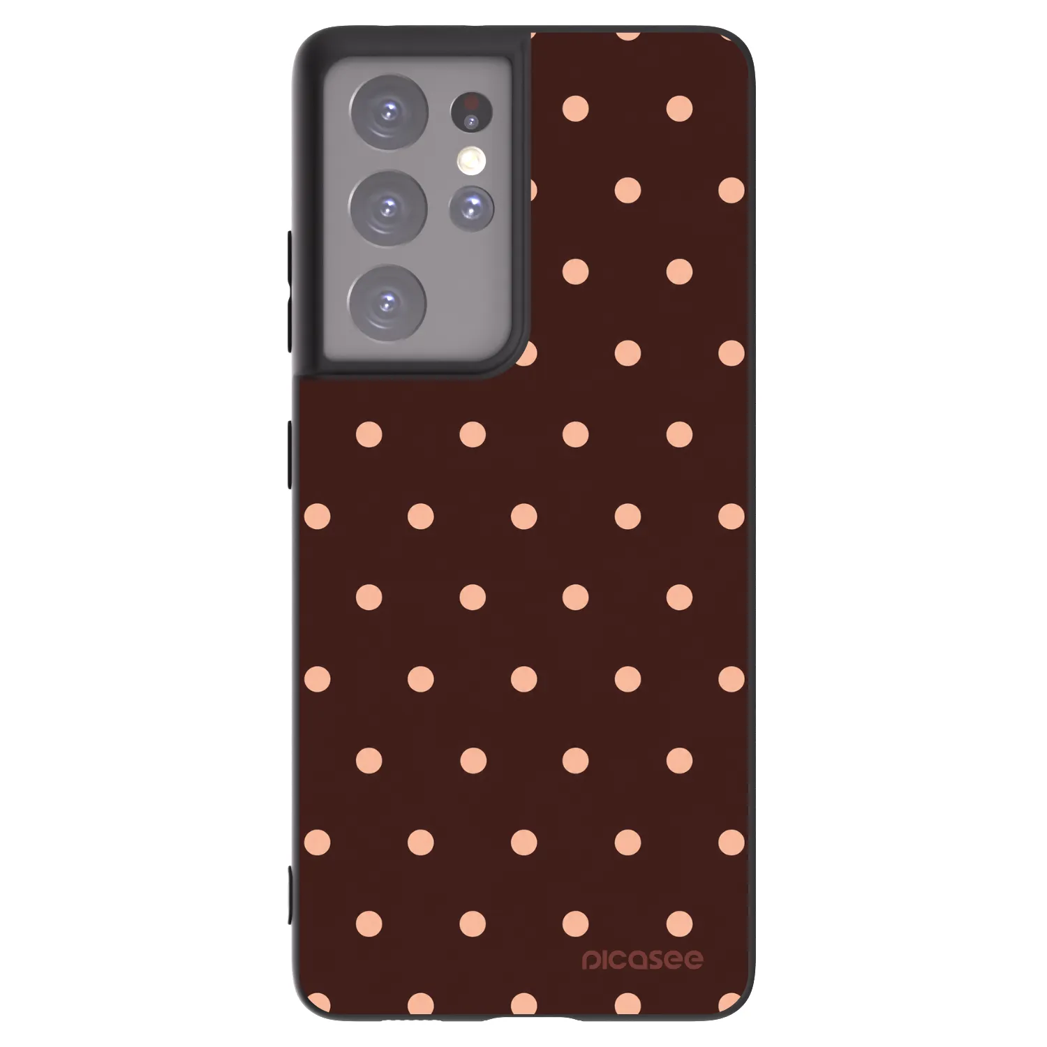 Picasee crna silikonska maskica za Samsung Galaxy S21 Ultra 5G G998B - Peach Dots & Chocolate