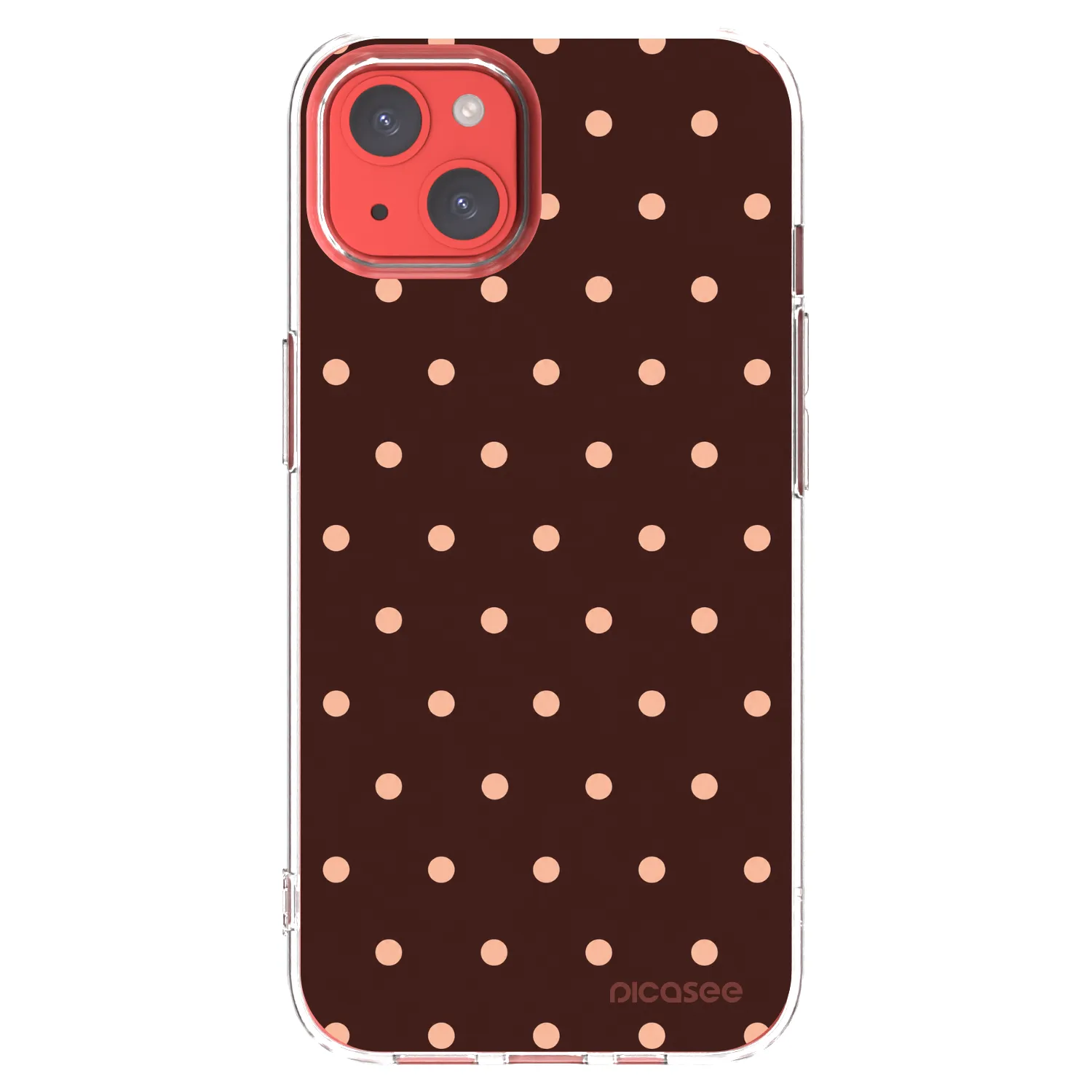 Picasee silikonska prozirna maskica za Apple iPhone 13 - Peach Dots & Chocolate