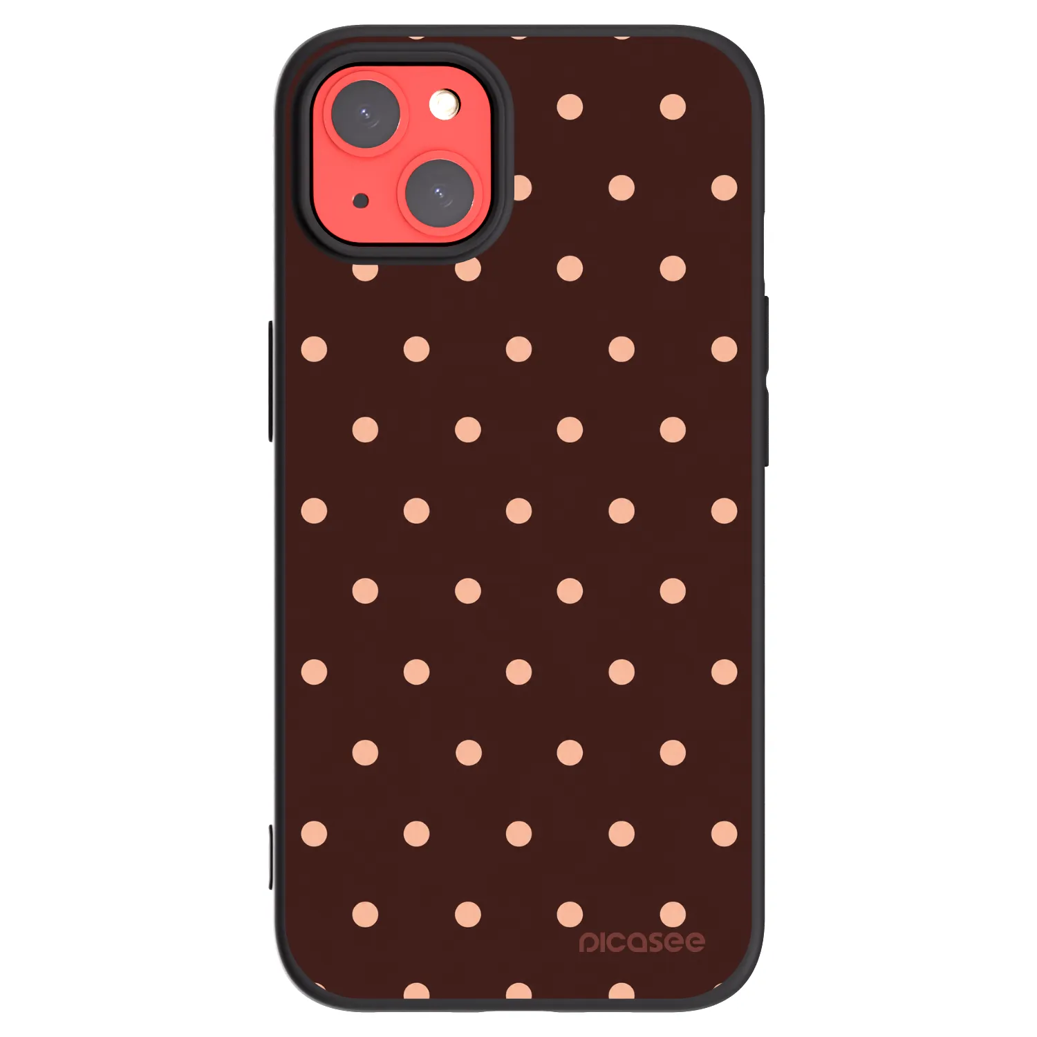 Picasee crna silikonska maskica za Apple iPhone 13 - Peach Dots & Chocolate