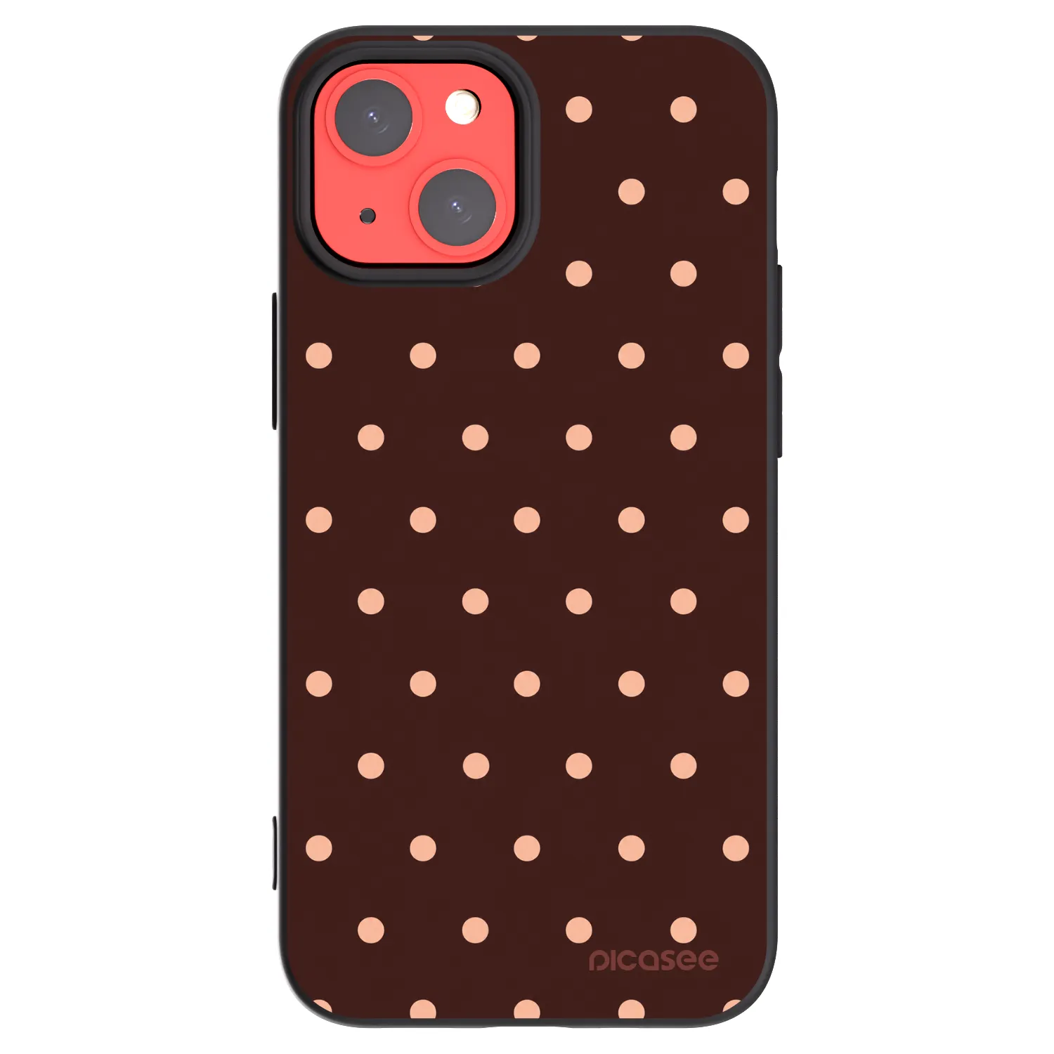 Picasee crna silikonska maskica za Apple iPhone 13 mini - Peach Dots & Chocolate