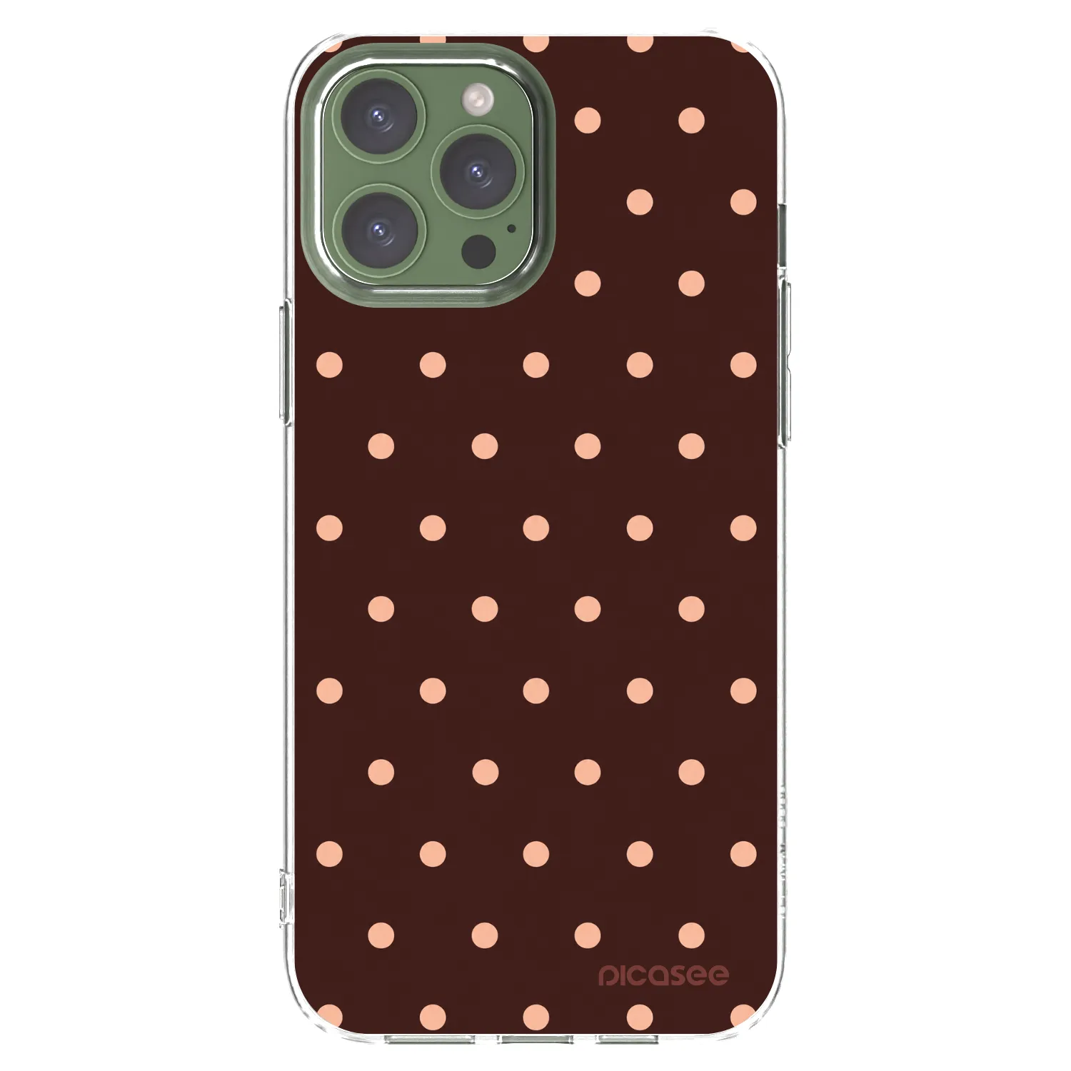 Picasee silikonska prozirna maskica za Apple iPhone 13 Pro Max - Peach Dots & Chocolate