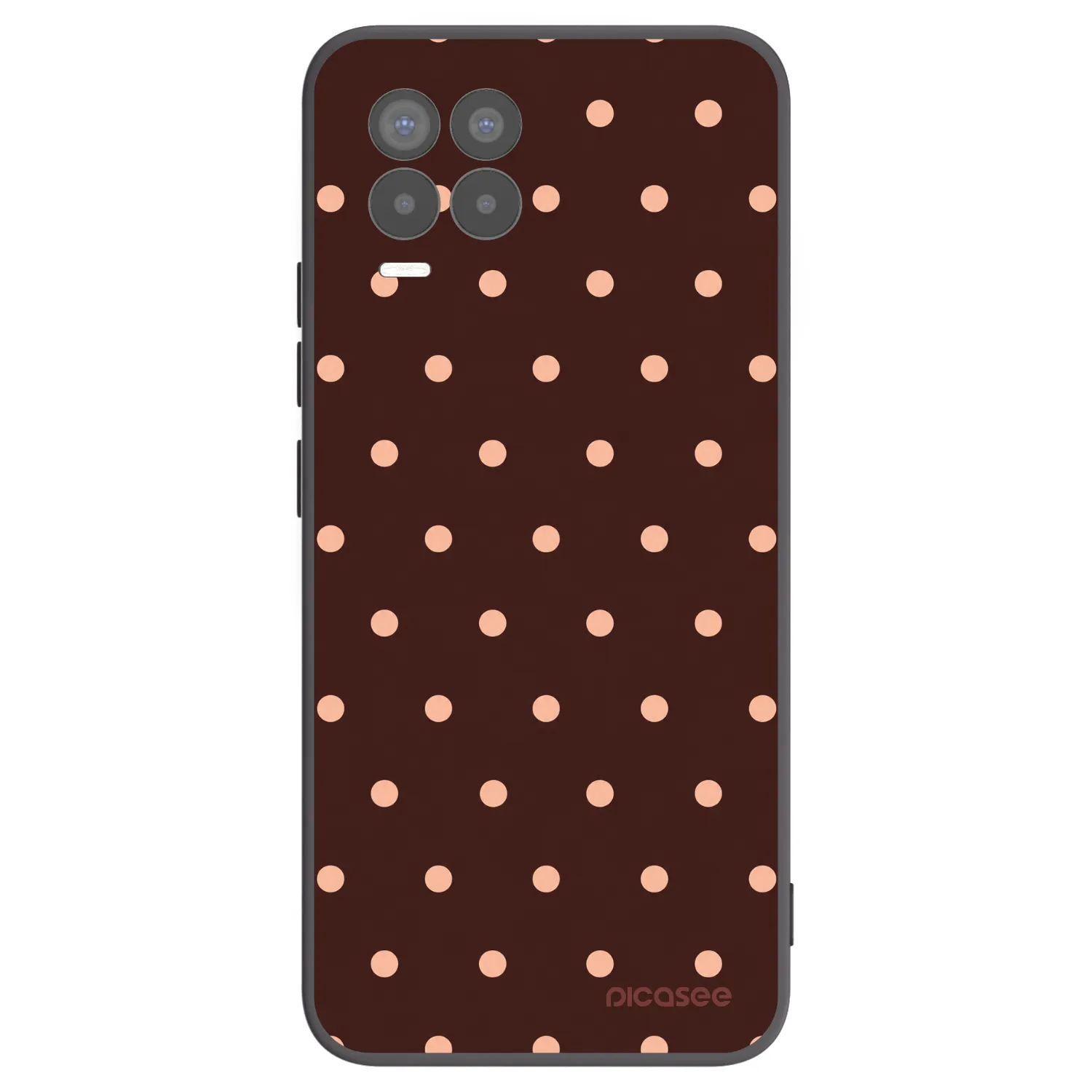 Picasee crna silikonska maskica za Realme 8 4G - Peach Dots & Chocolate