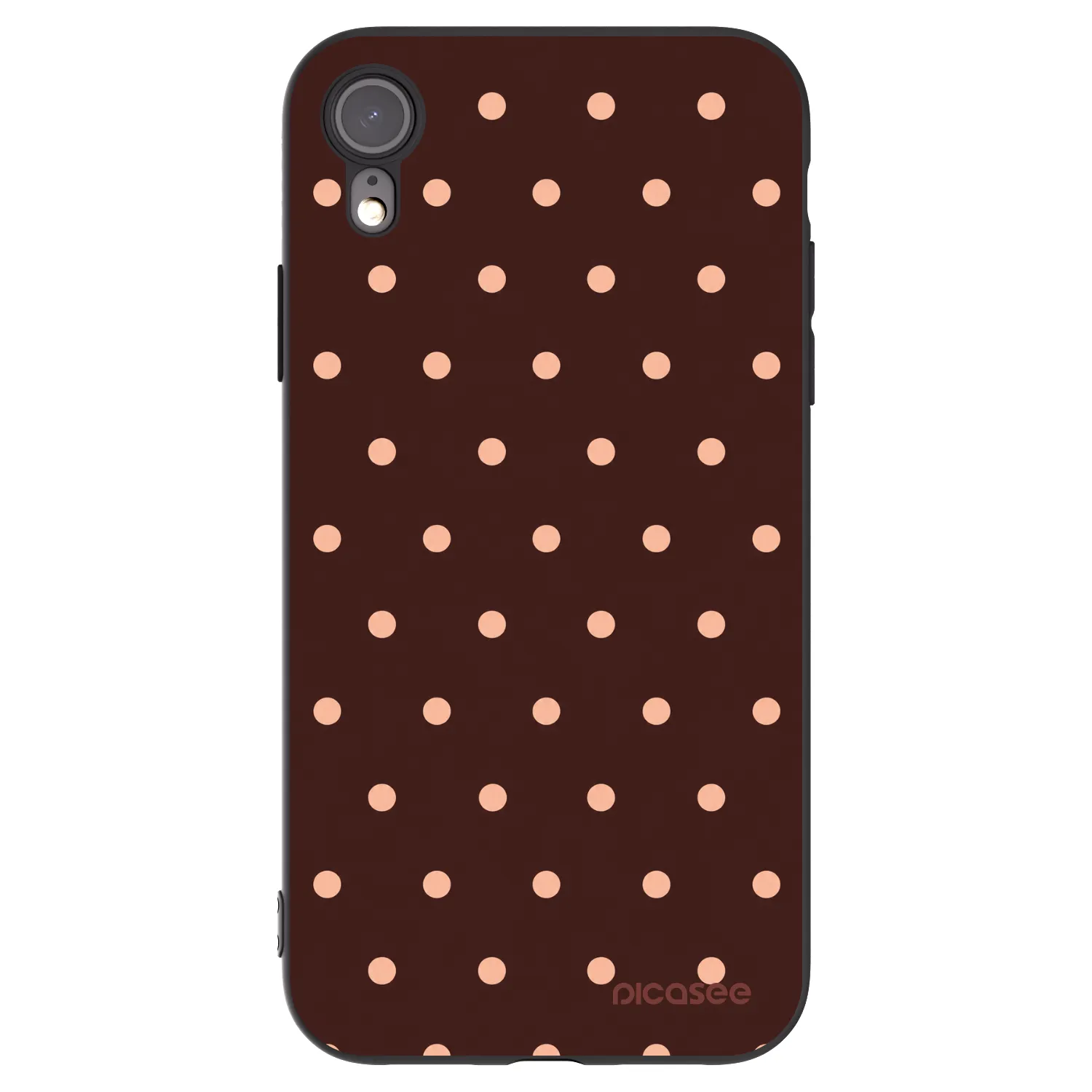Picasee crna silikonska maskica za Apple iPhone XR - Peach Dots & Chocolate