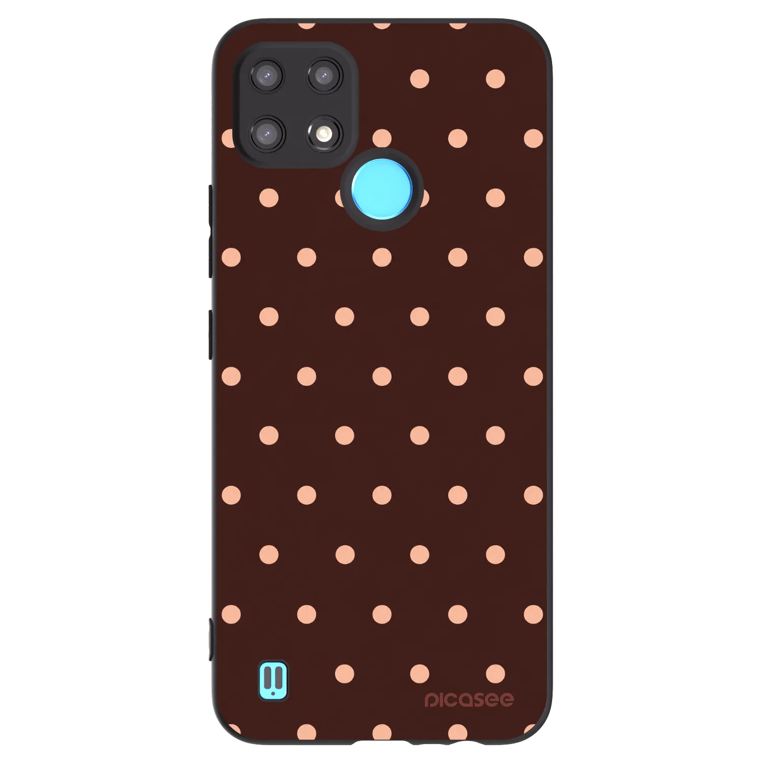 Picasee crna silikonska maskica za Realme C21 - Peach Dots & Chocolate
