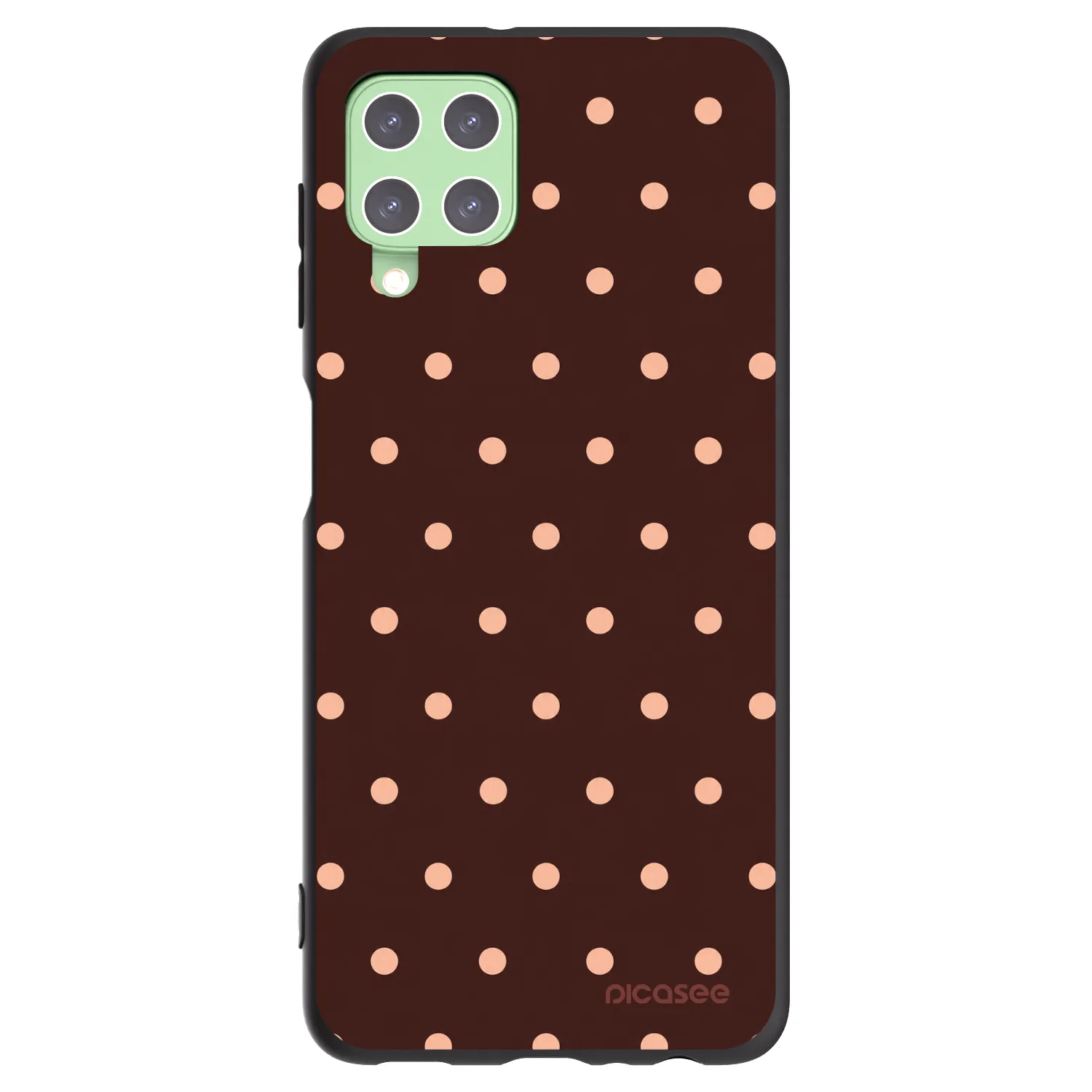 Picasee crna silikonska maskica za Samsung Galaxy A22 A225F 4G - Peach Dots & Chocolate