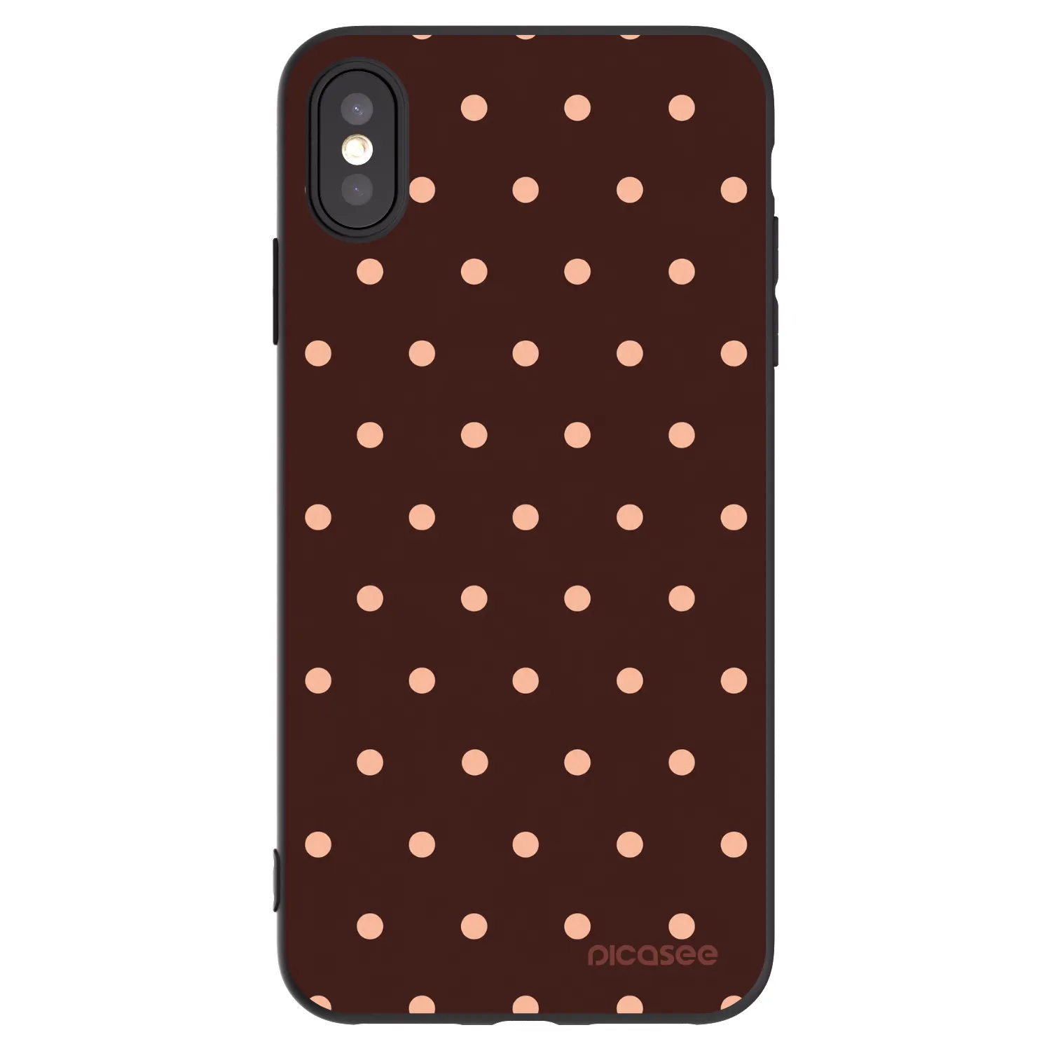 Picasee crna silikonska maskica za Apple iPhone XS Max - Peach Dots & Chocolate