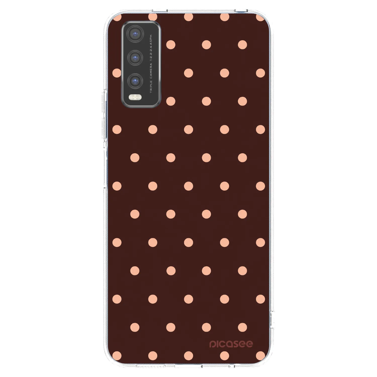 Picasee silikonska prozirna maskica za Vivo Y20s - Peach Dots & Chocolate