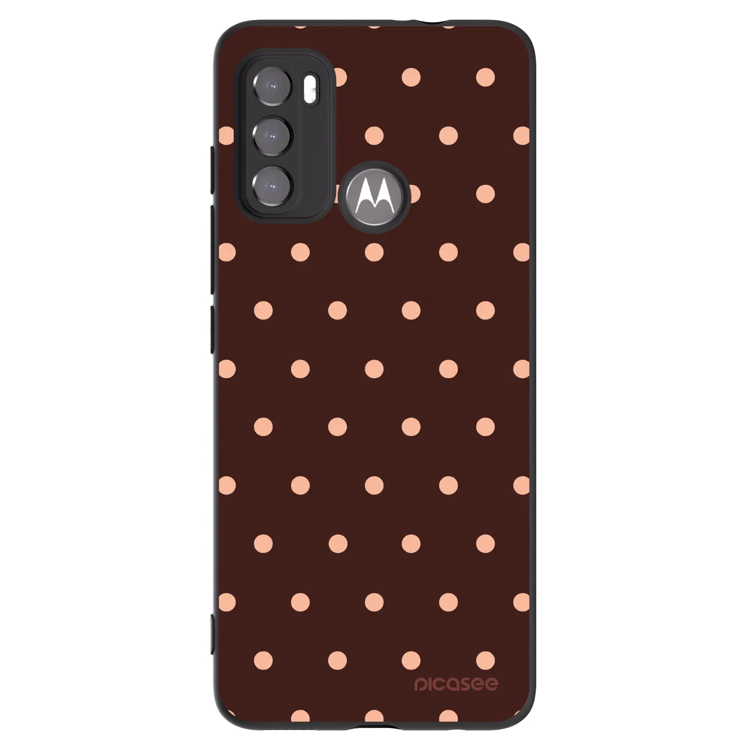 Picasee crna silikonska maskica za Motorola Moto G60 - Peach Dots & Chocolate