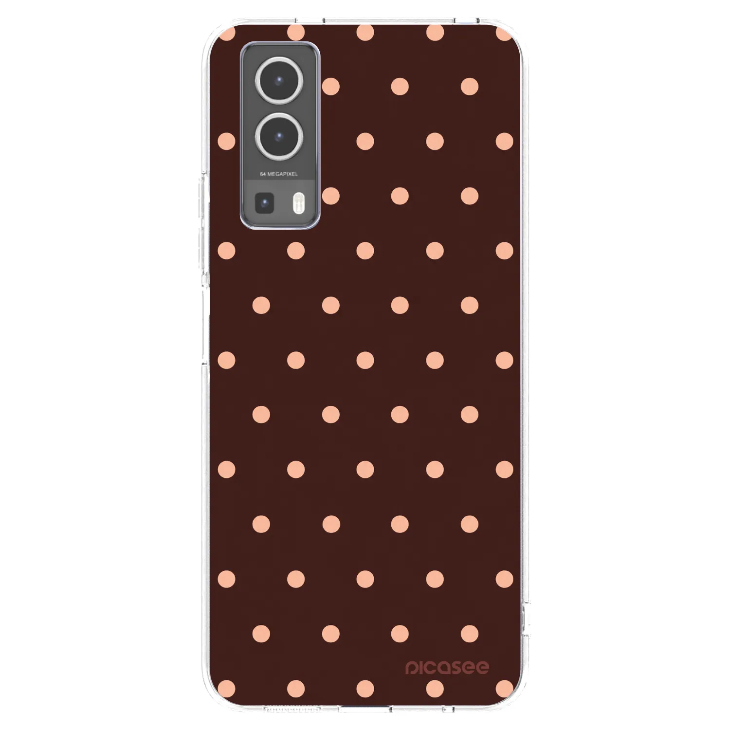 Picasee silikonska prozirna maskica za Vivo Y72 5G - Peach Dots & Chocolate