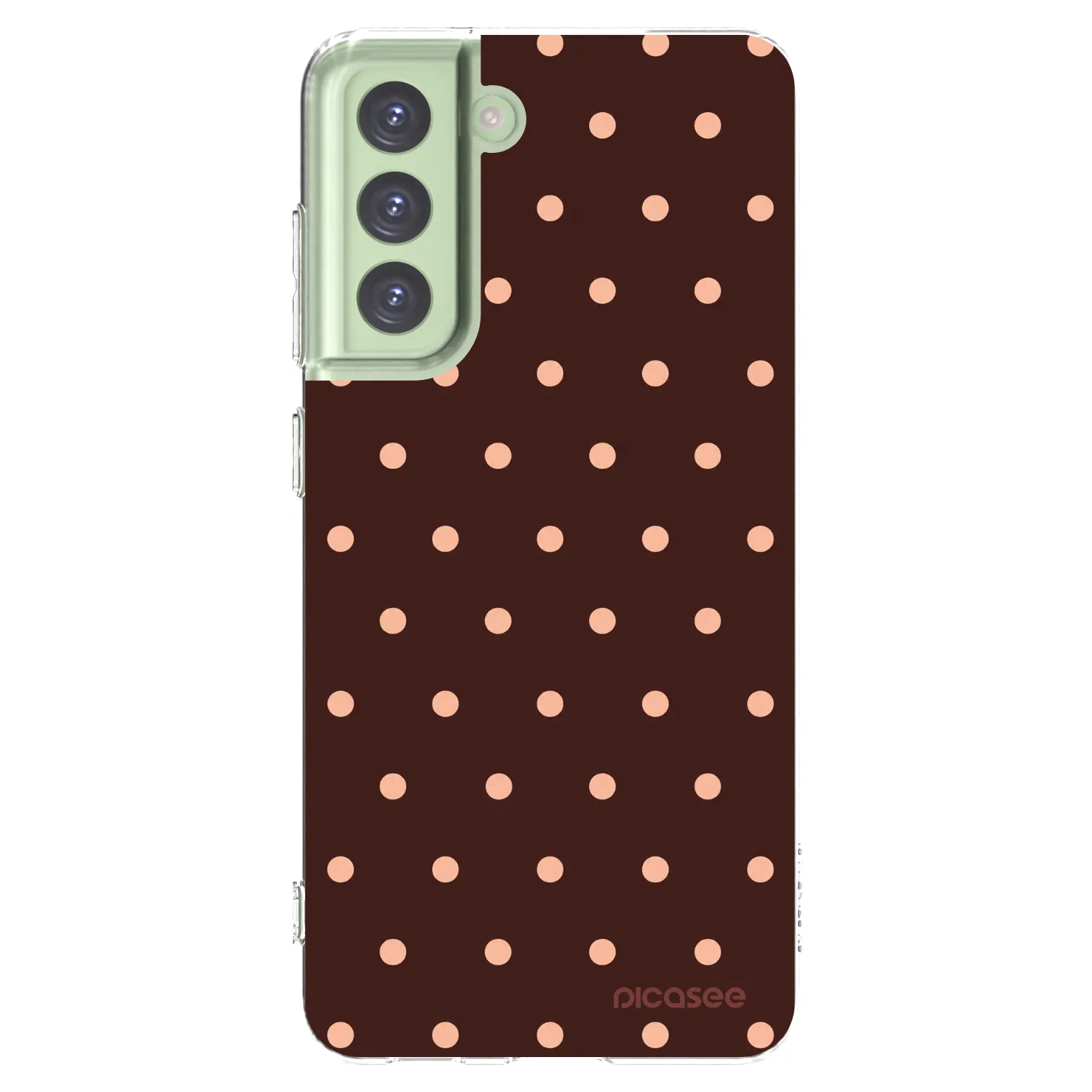 Picasee silikonska prozirna maskica za Samsung Galaxy S21 FE 5G - Peach Dots & Chocolate