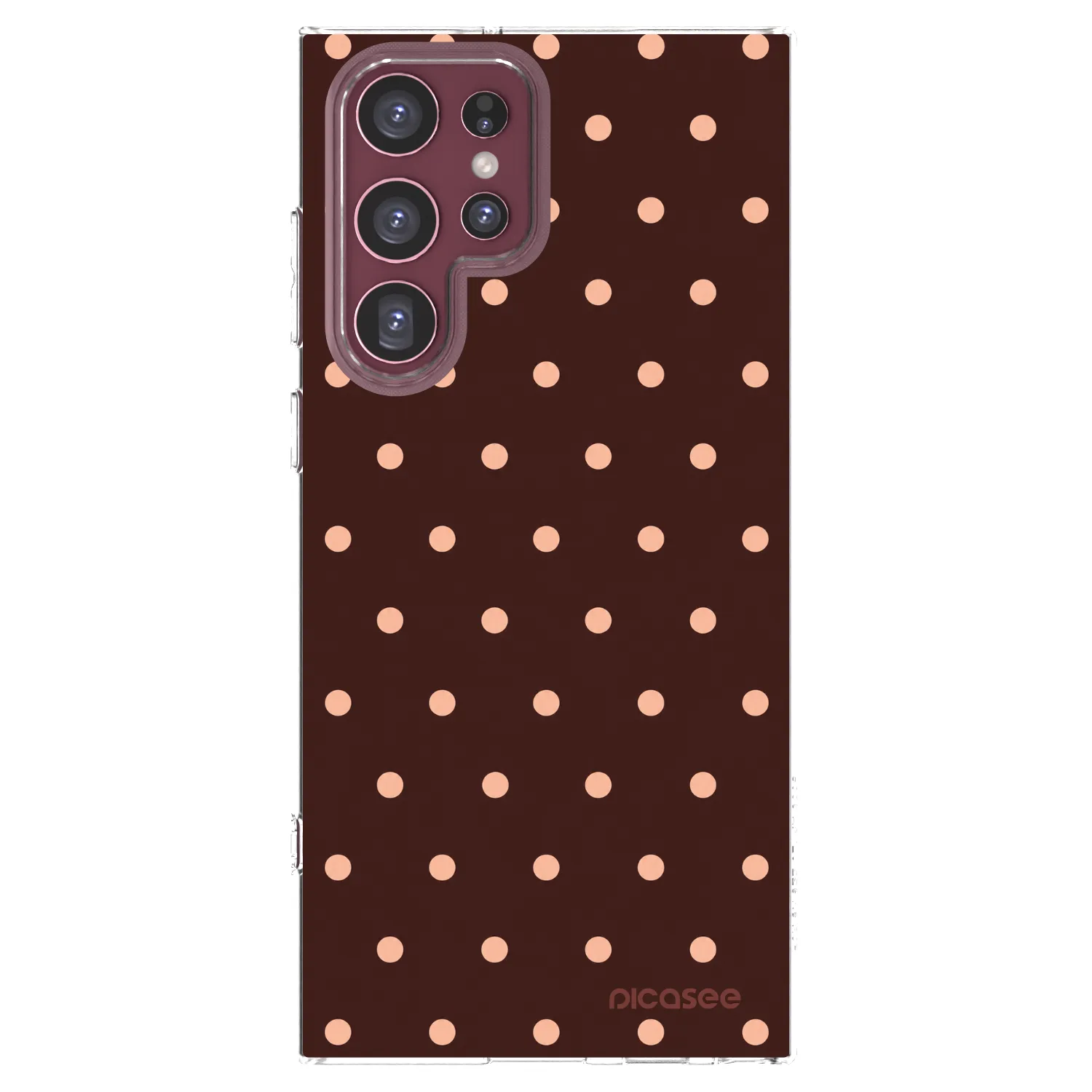 Picasee silikonska prozirna maskica za Samsung Galaxy S22 Ultra 5G - Peach Dots & Chocolate