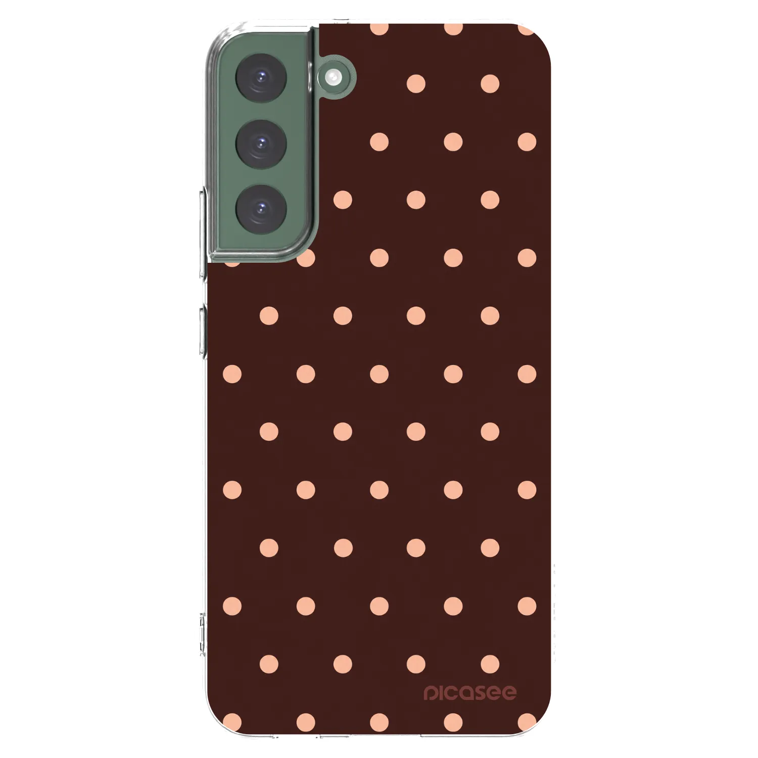 Picasee silikonska prozirna maskica za Samsung Galaxy S22+ 5G - Peach Dots & Chocolate