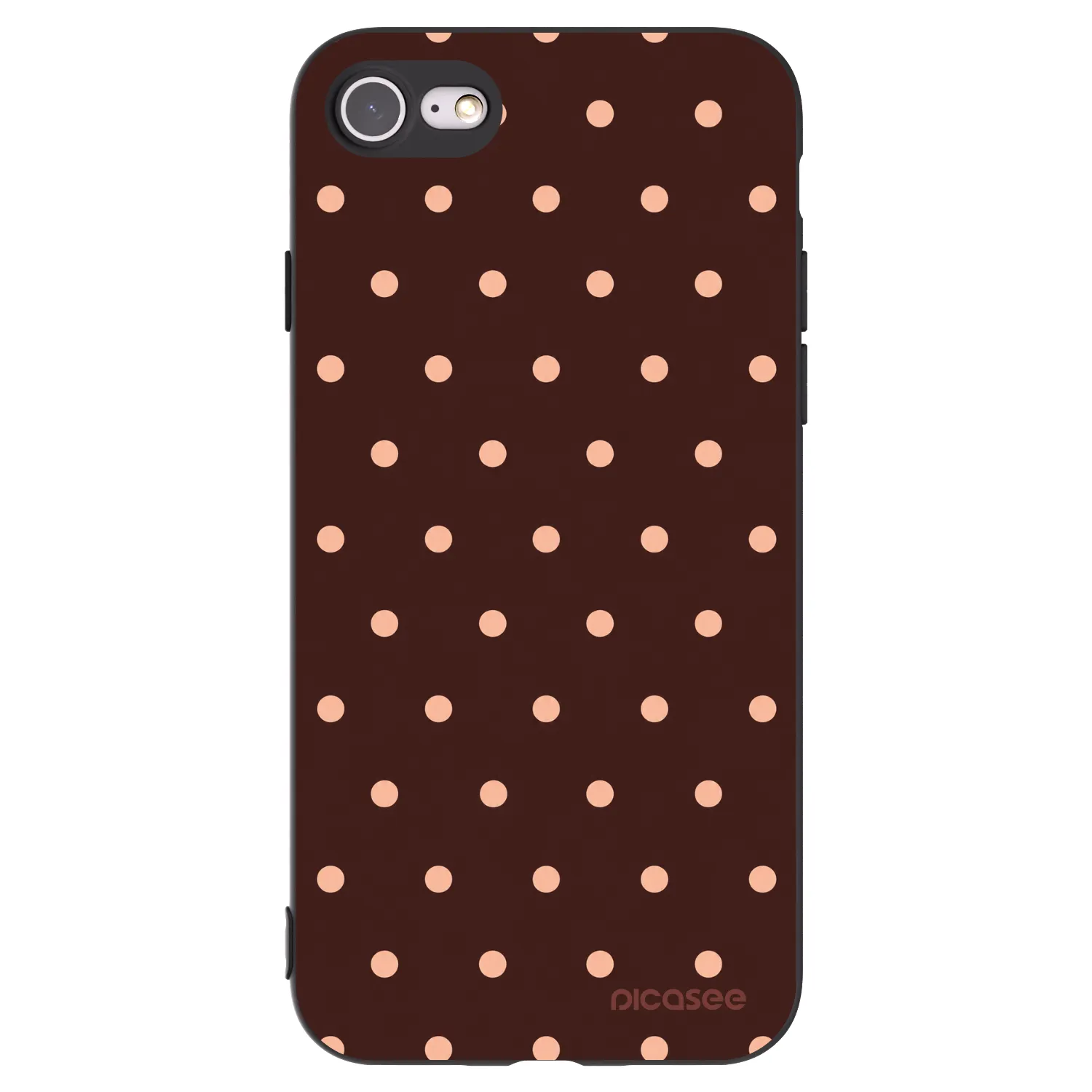Picasee crna silikonska maskica za Apple iPhone SE 2022 - Peach Dots & Chocolate
