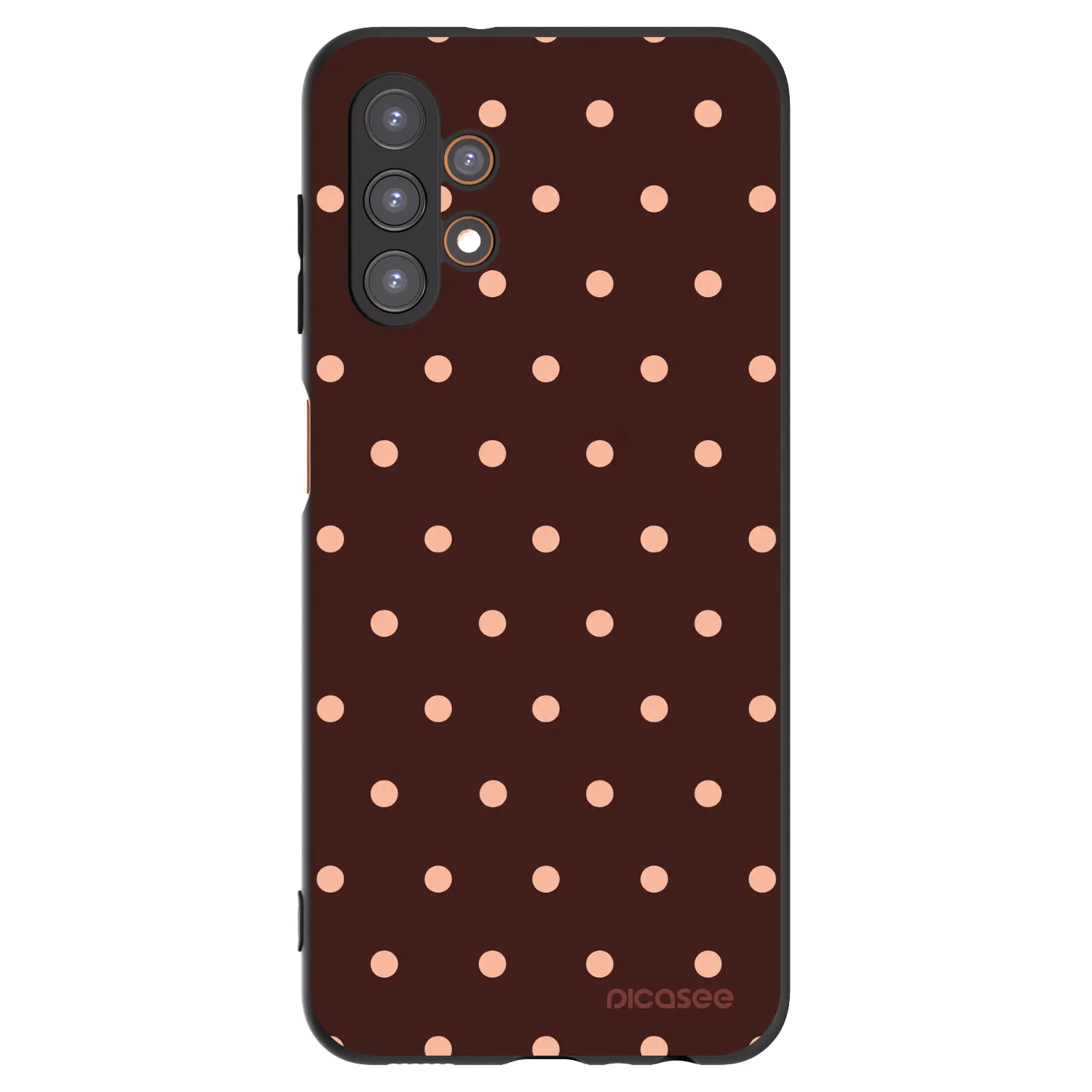 Picasee crna silikonska maskica za Samsung Galaxy A13 4G A135 - Peach Dots & Chocolate