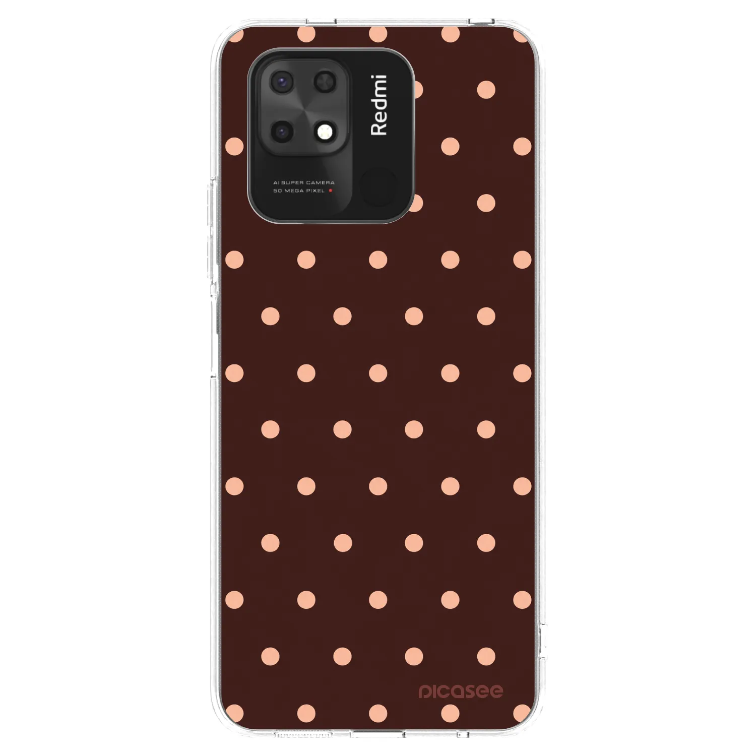 Picasee silikonska prozirna maskica za Xiaomi Redmi 10C - Peach Dots & Chocolate