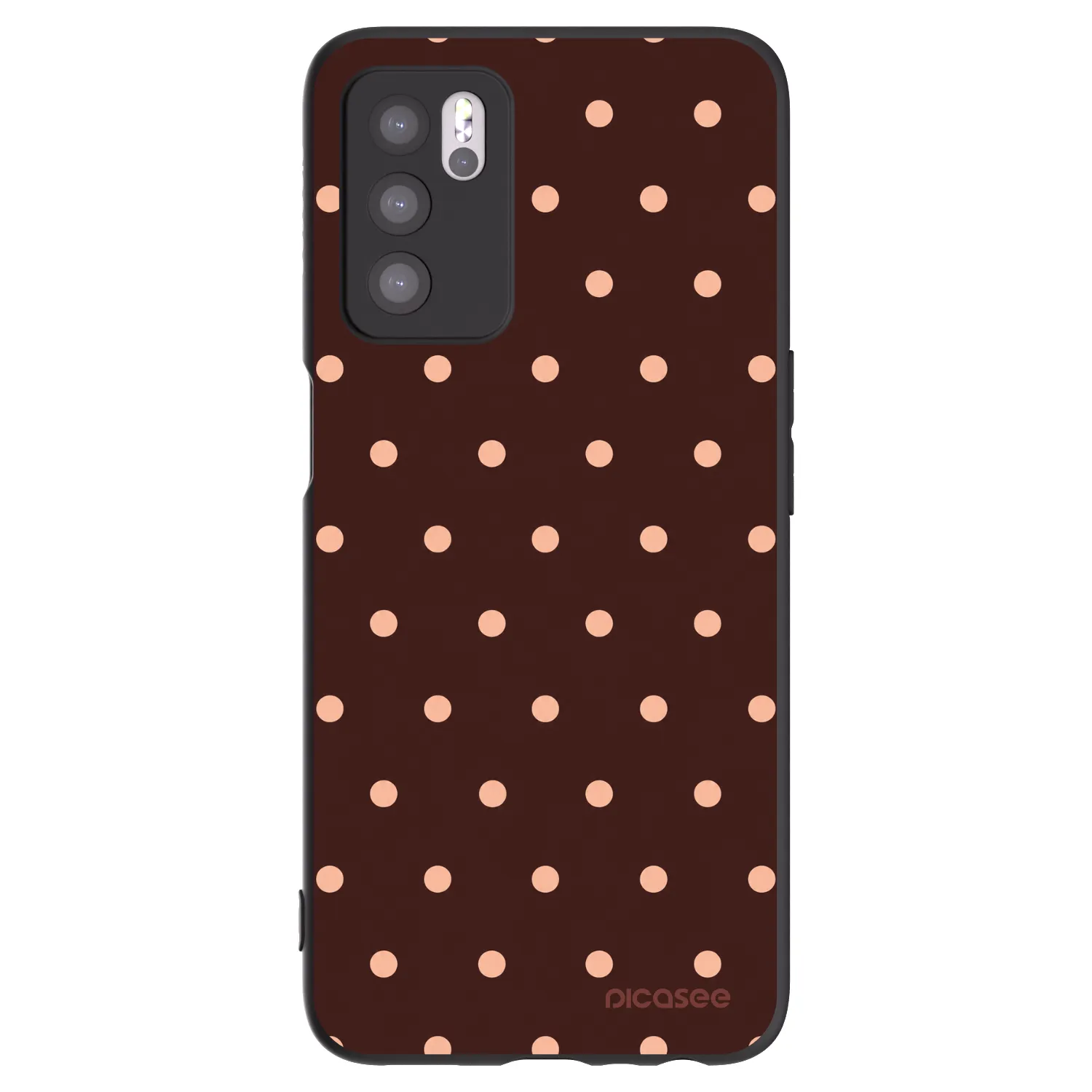 Picasee crna silikonska maskica za OPPO A16 - Peach Dots & Chocolate