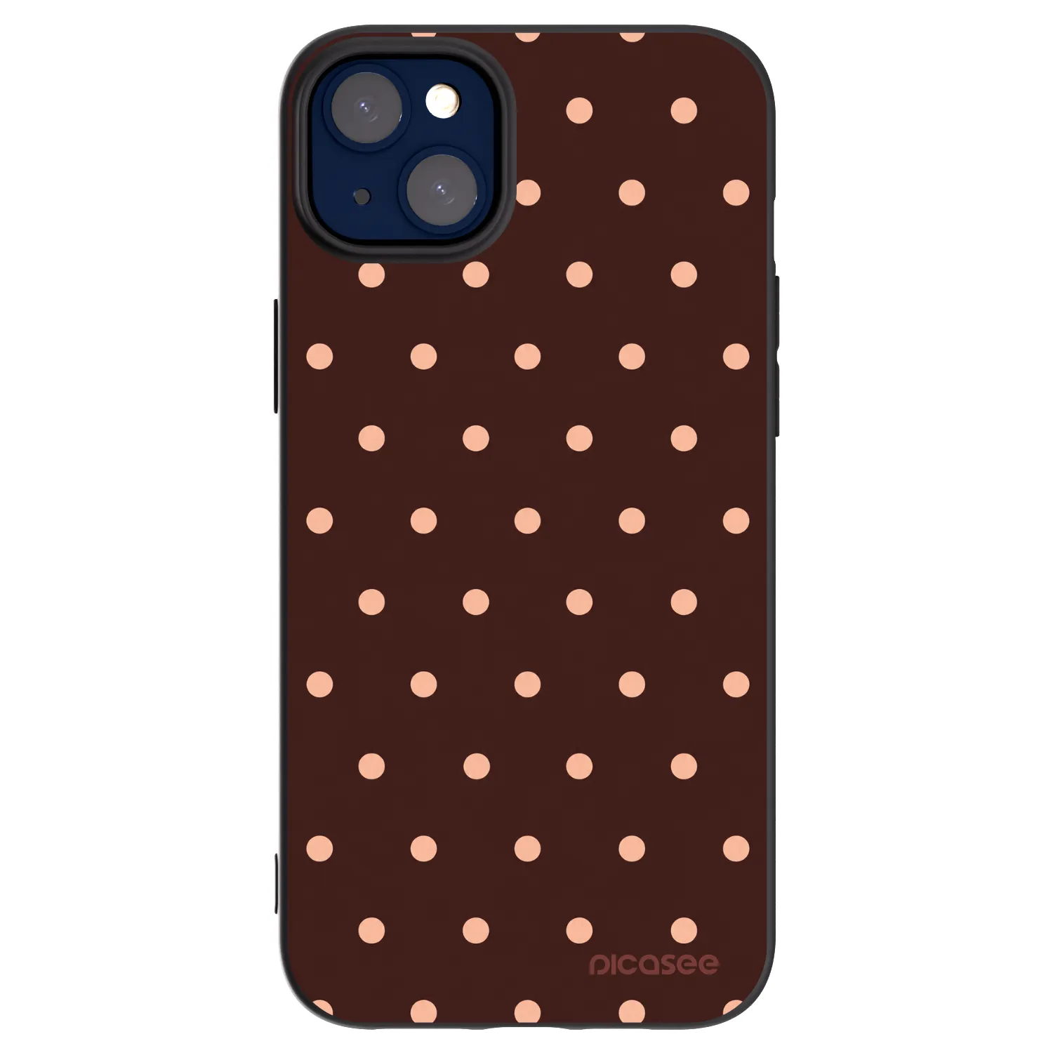 Picasee crna silikonska maskica za Apple iPhone 14 Plus - Peach Dots & Chocolate