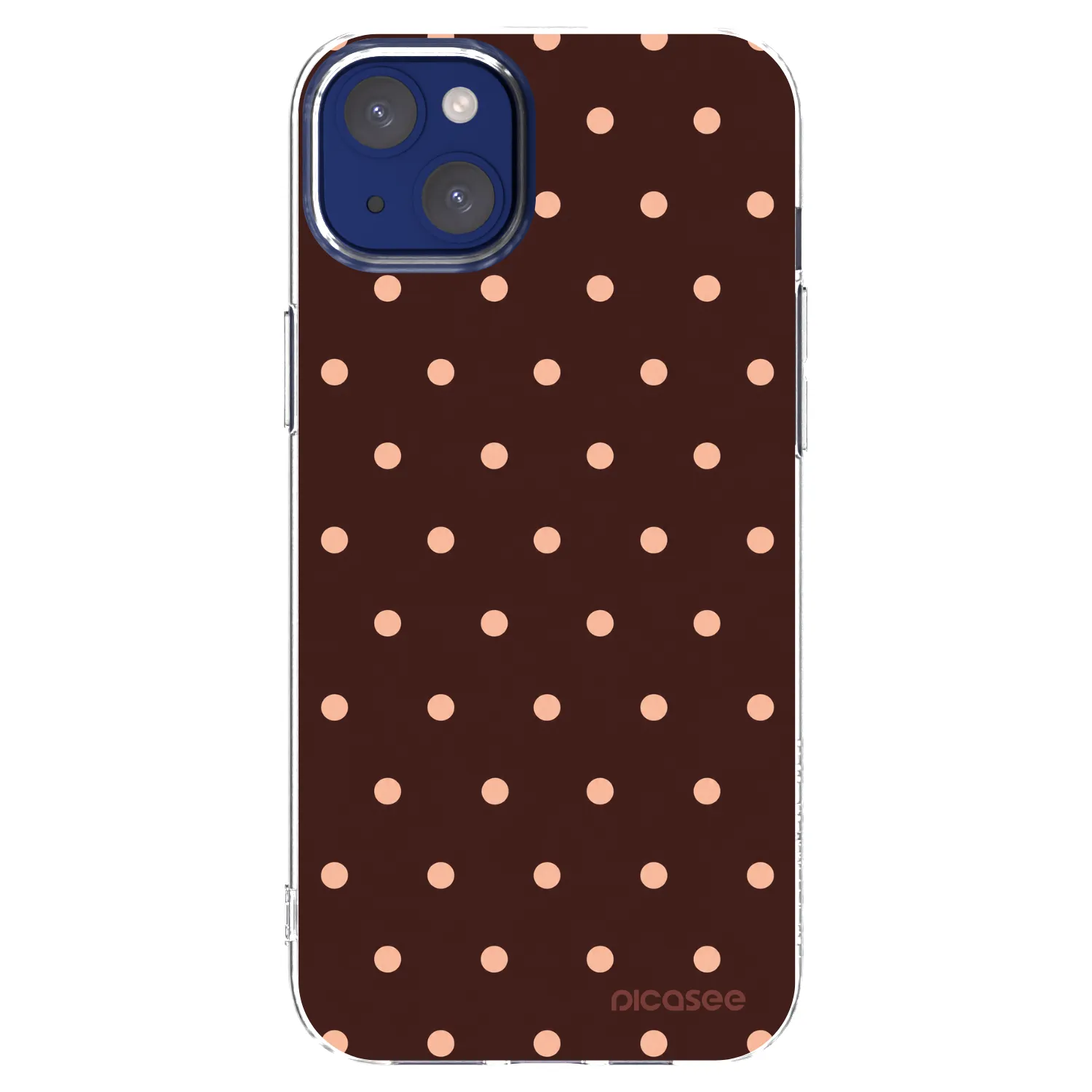 Picasee silikonska prozirna maskica za Apple iPhone 14 Plus - Peach Dots & Chocolate